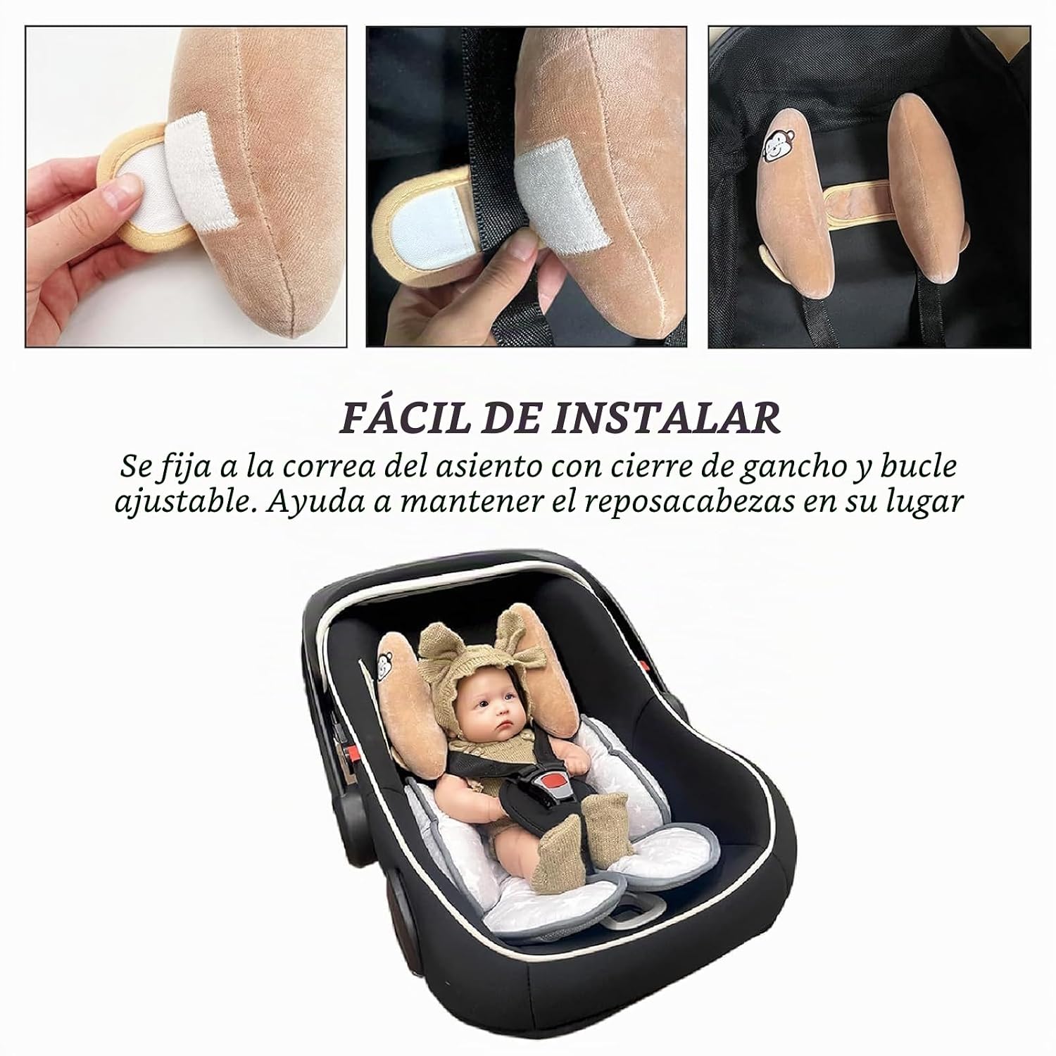 ALMOHADA DE VIAJE PARA BEBÉ STOHUA SOPORTE AJUSTABLE PARA CABEZA Y CUELLO GRIS - 3