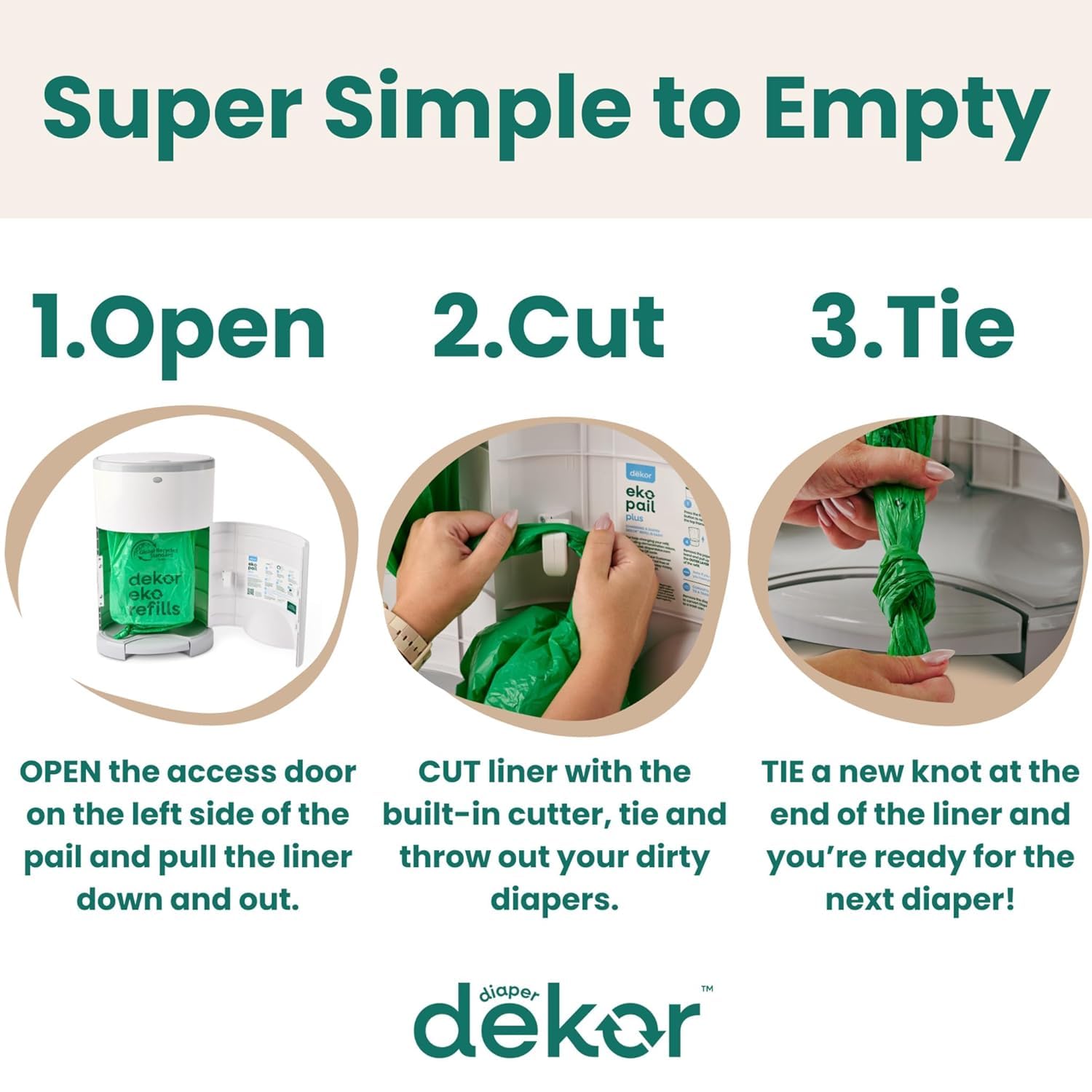 PAÑALERA DIAPER DEKOR EKO MINI BLANCA CON SISTEMA DE REFILL ECOLÓGICO - 4