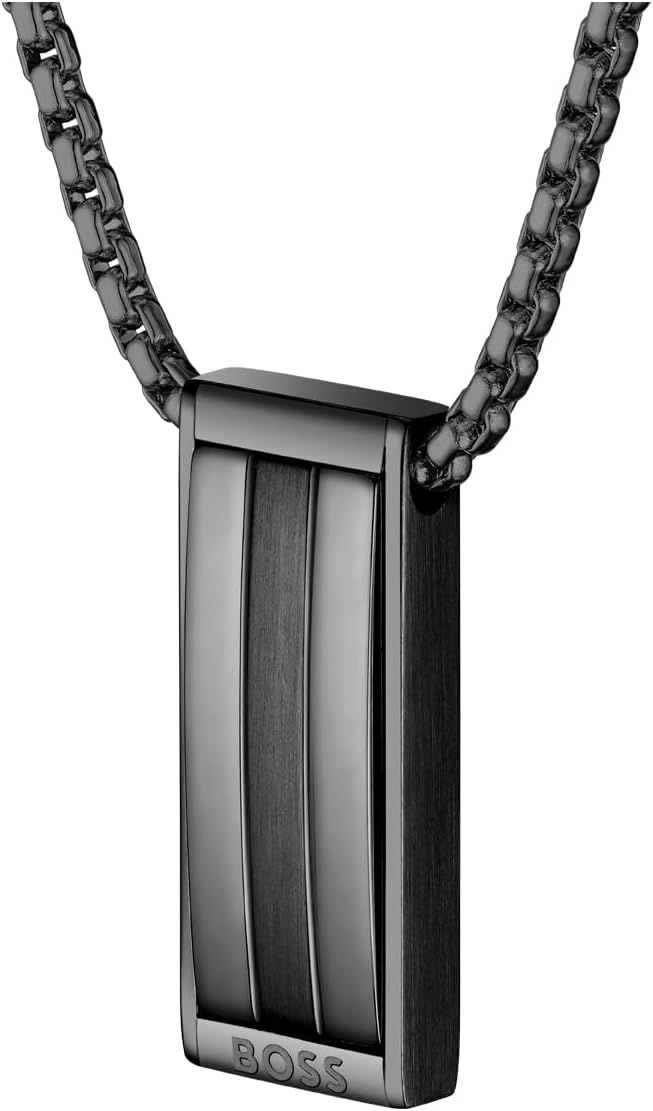 COLLAR BOSS BROOKS ACERO INOXIDABLE CON COLGANTE EFECTO RAYAS PARA HOMBRE - 2