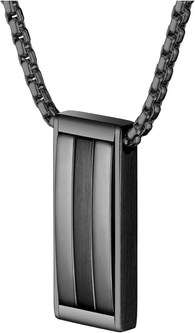 COLLAR BOSS BROOKS ACERO INOXIDABLE CON COLGANTE EFECTO RAYAS PARA HOMBRE - 4