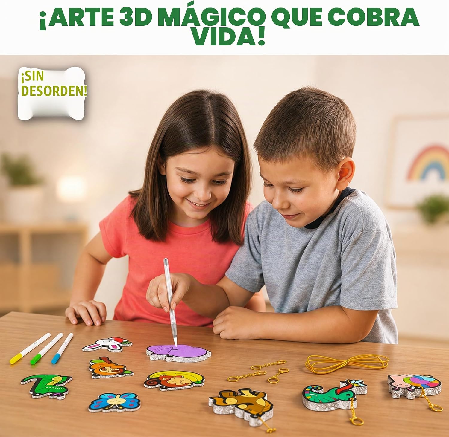 KIT DE ARTE SKILLMATICS AQUA PUFFS ANIMALS, PINTURA POR NÚMEROS CON EFECTO 3D - 2