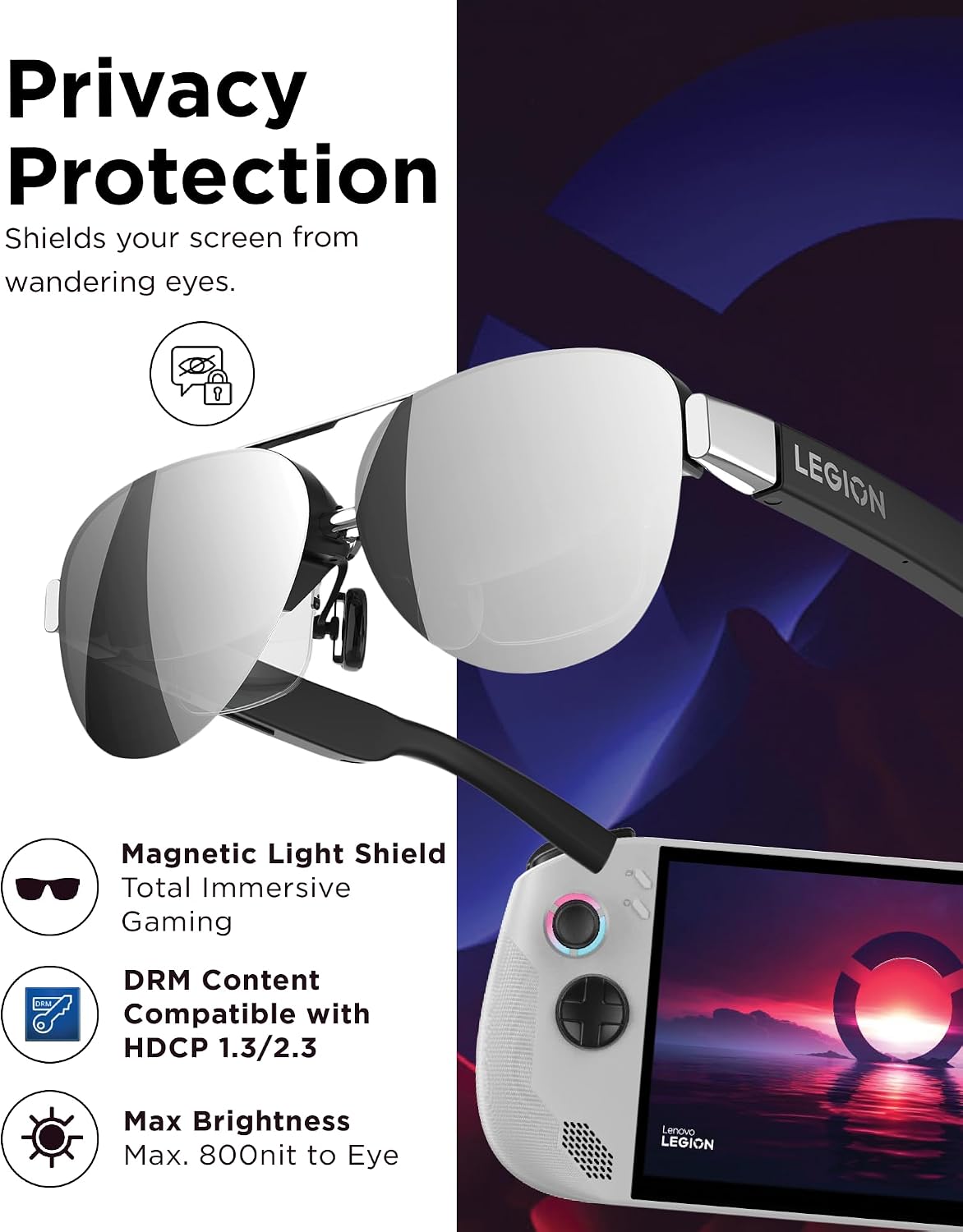 LENTES LENOVO LEGION GLASSES GEN 2 MICRO-OLED PARA GAMING - 3