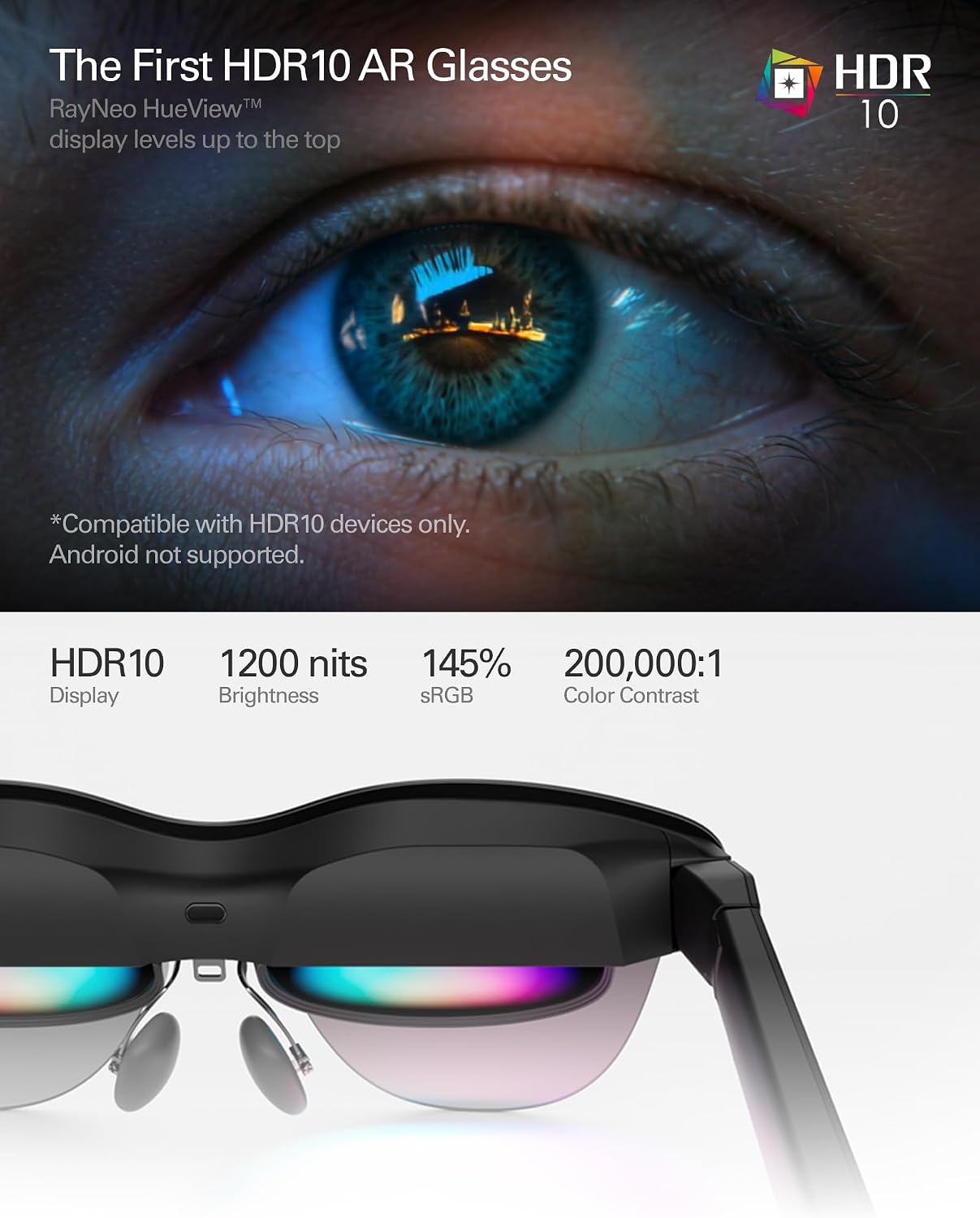 LENTES AR/XR RAYNEO AIR 4 PRO CON PANTALLA VIRTUAL 201' HDR10 Y 120HZ - 2