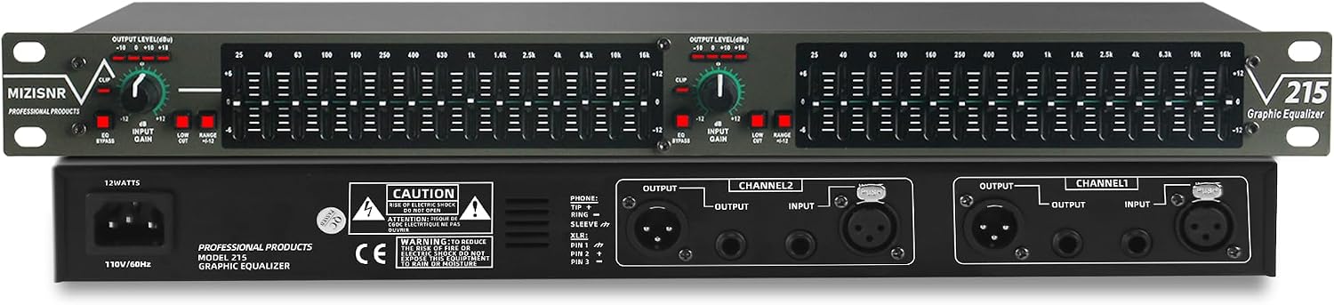 ECUALIZADOR GRÁFICO 15 BANDAS ESTÉREO DUAL CHANNEL MIZISNR EQ-215 RACK MOUNT - 1