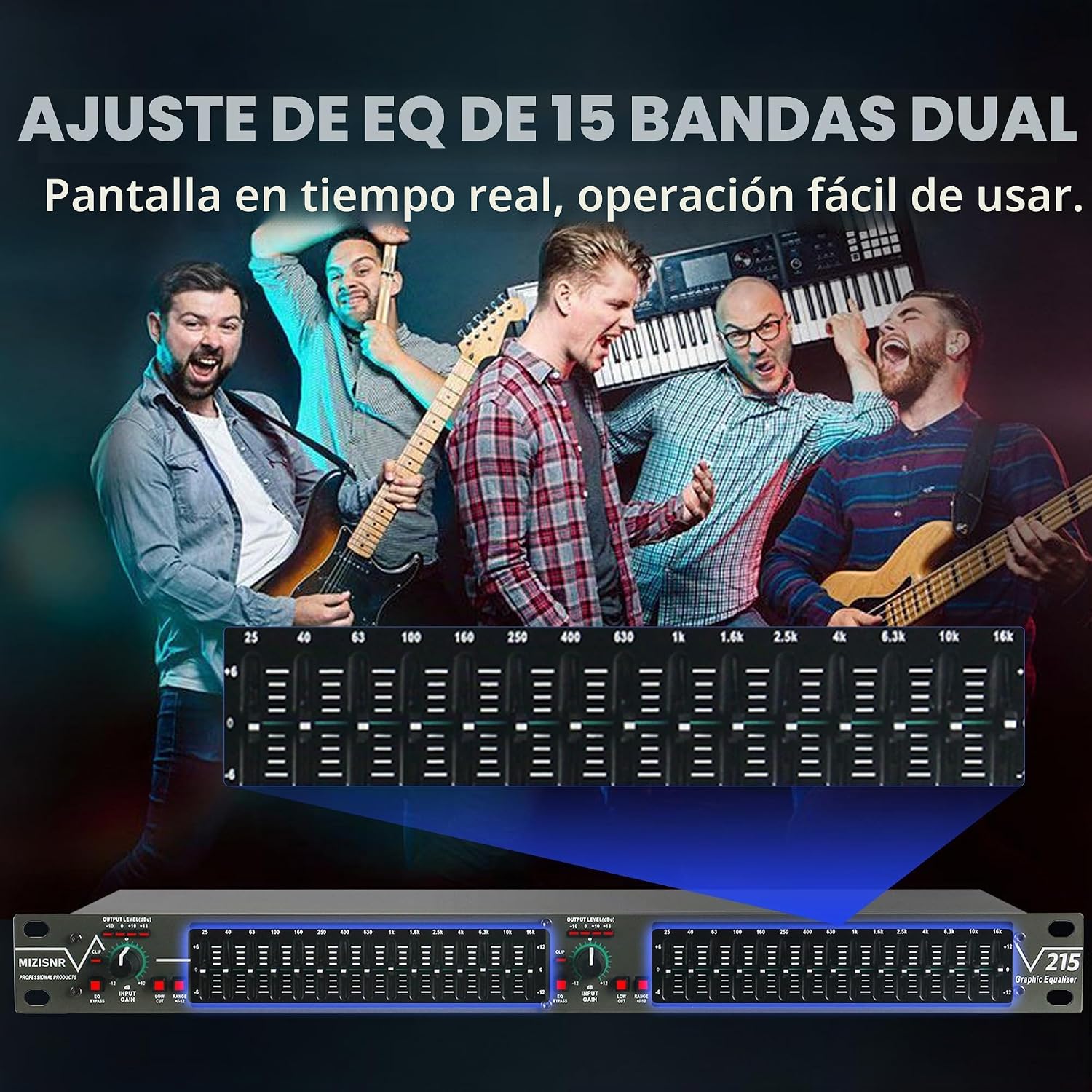 ECUALIZADOR GRÁFICO 15 BANDAS ESTÉREO DUAL CHANNEL MIZISNR EQ-215 RACK MOUNT - 3