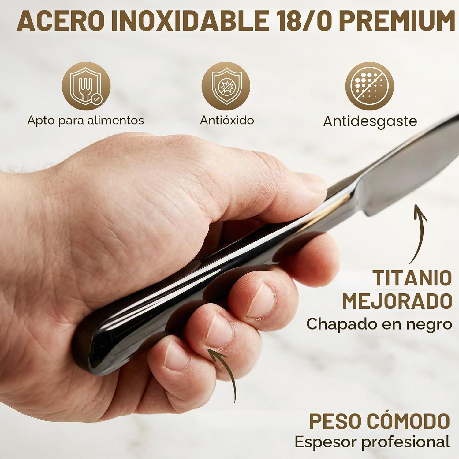 JUEGO DE CUBIERTOS KIKCOIN 72 PIEZAS ACERO INOXIDABLE NEGRO PARA 12 PERSONAS - 2