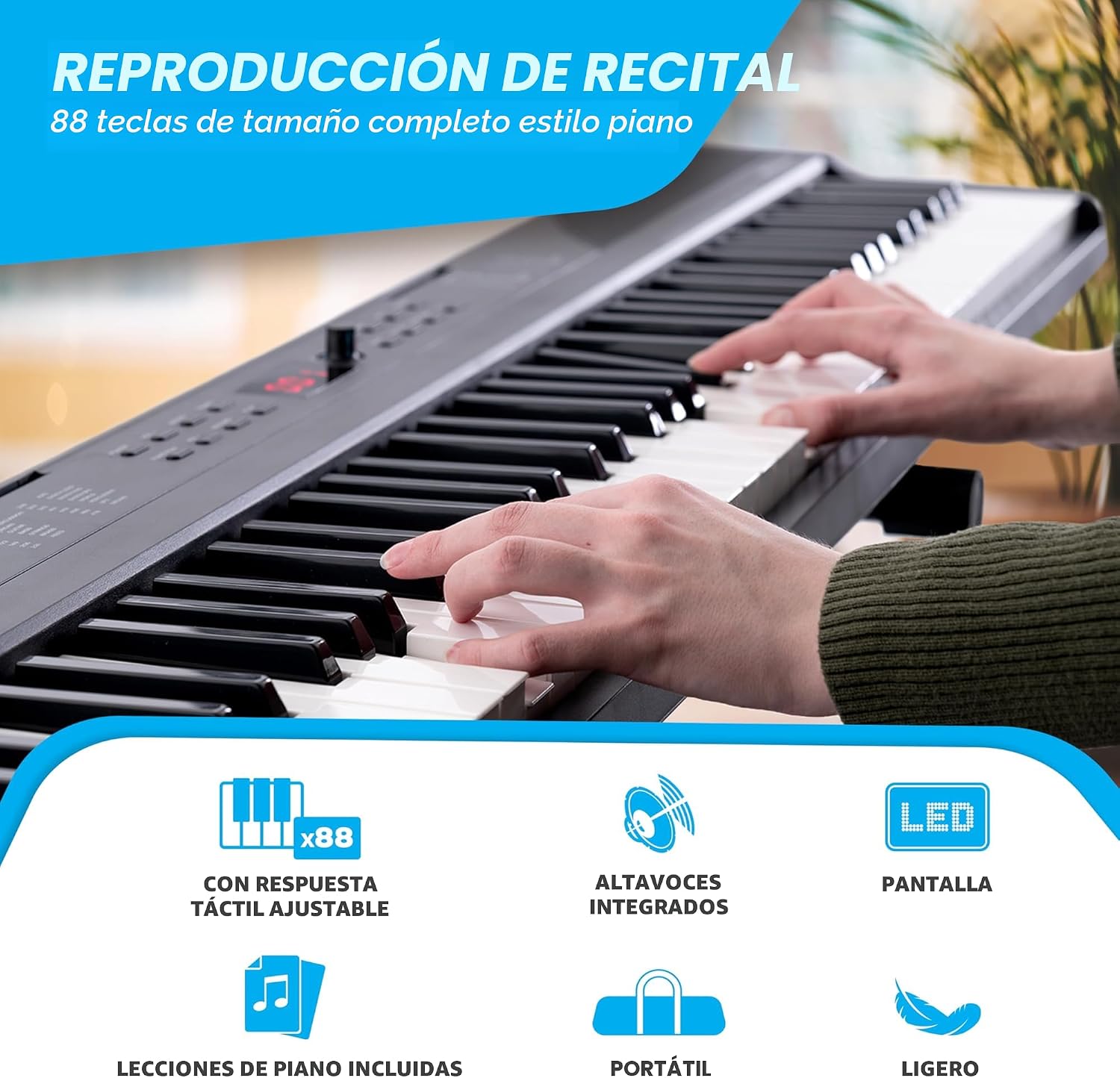 TECLADO ALESIS RECITAL PLAY 88 TECLAS CON ACCESORIOS - 2