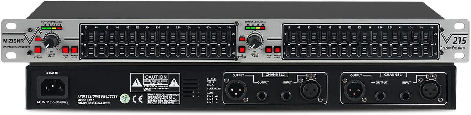 ECUALIZADOR GRÁFICO 15 BANDAS ESTÉREO DUAL CHANNEL MIZISNR EQ-215S RACK MOUNT - 1