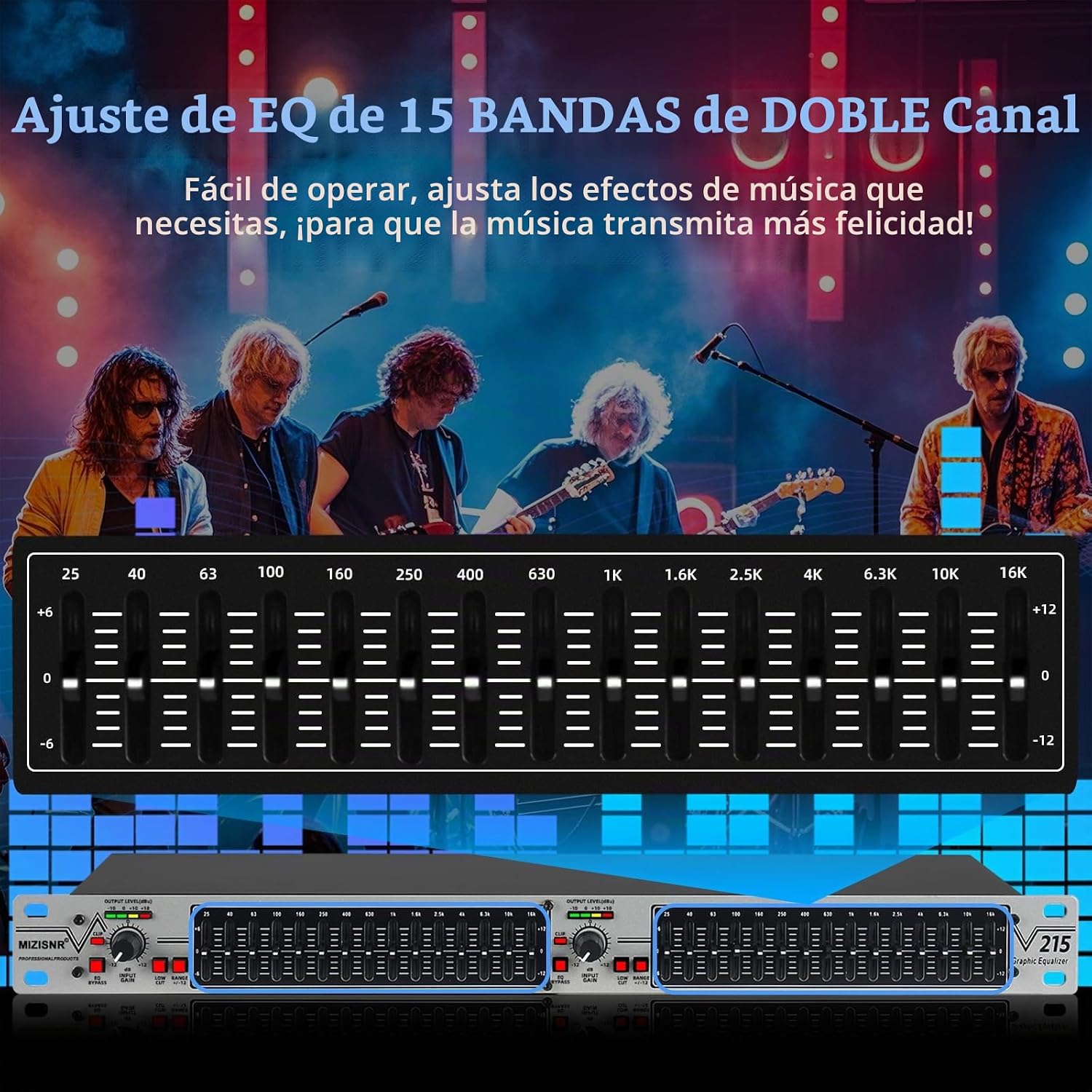 ECUALIZADOR GRÁFICO 15 BANDAS ESTÉREO DUAL CHANNEL MIZISNR EQ-215S RACK MOUNT - 3