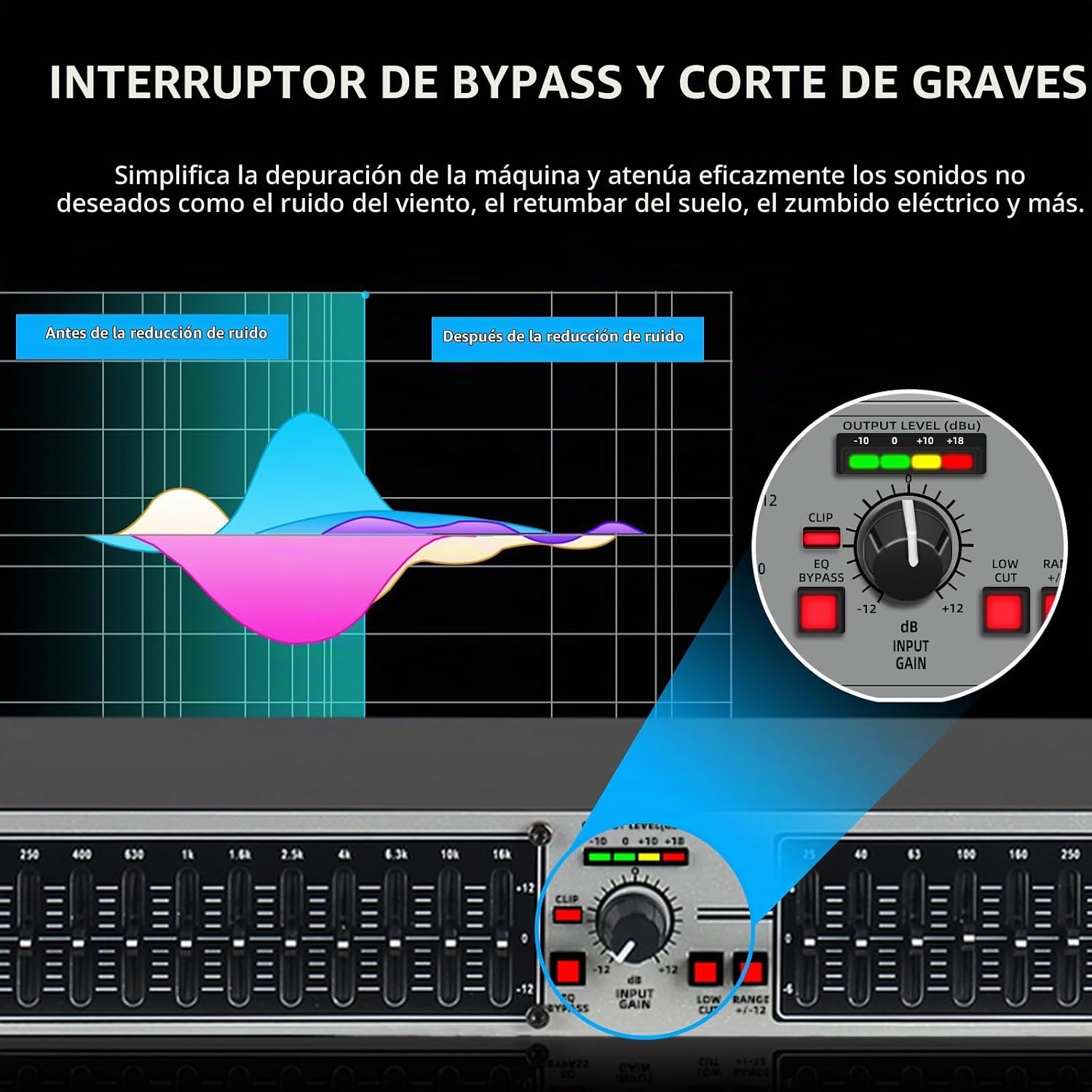 ECUALIZADOR GRÁFICO 15 BANDAS ESTÉREO DUAL CHANNEL MIZISNR EQ-215S RACK MOUNT - 5