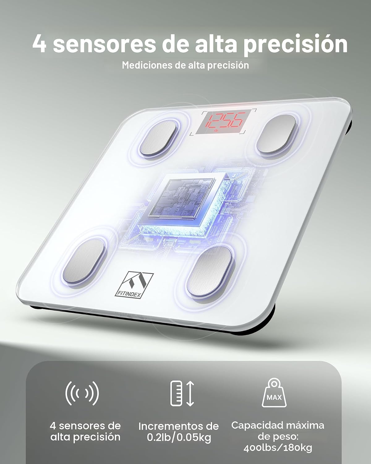 BALANZA INTELIGENTE FITINDEX CON ANÁLISIS DE COMPOSICIÓN CORPORAL Y BLUETOOTH - 2