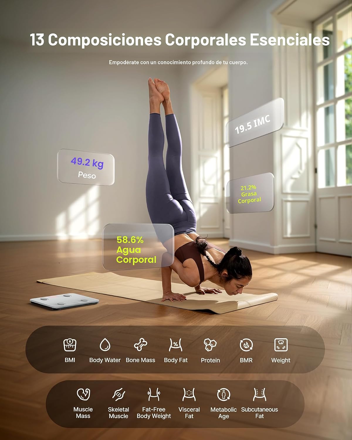 BALANZA INTELIGENTE FITINDEX CON ANÁLISIS DE COMPOSICIÓN CORPORAL Y BLUETOOTH - 3