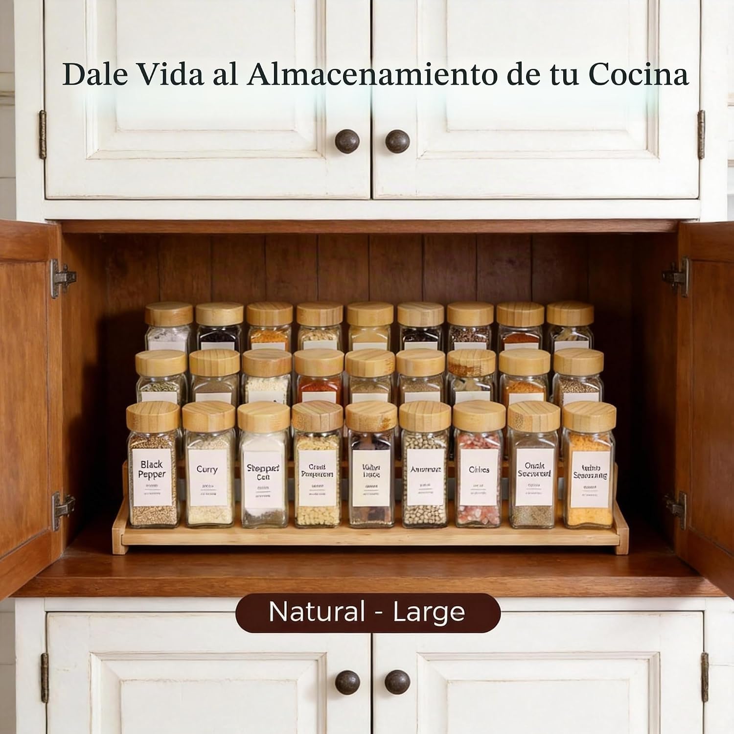 ORGANIZADOR DE ESPECIAS DE BAMBÚ 3 NIVELES PARA COCINA - 5