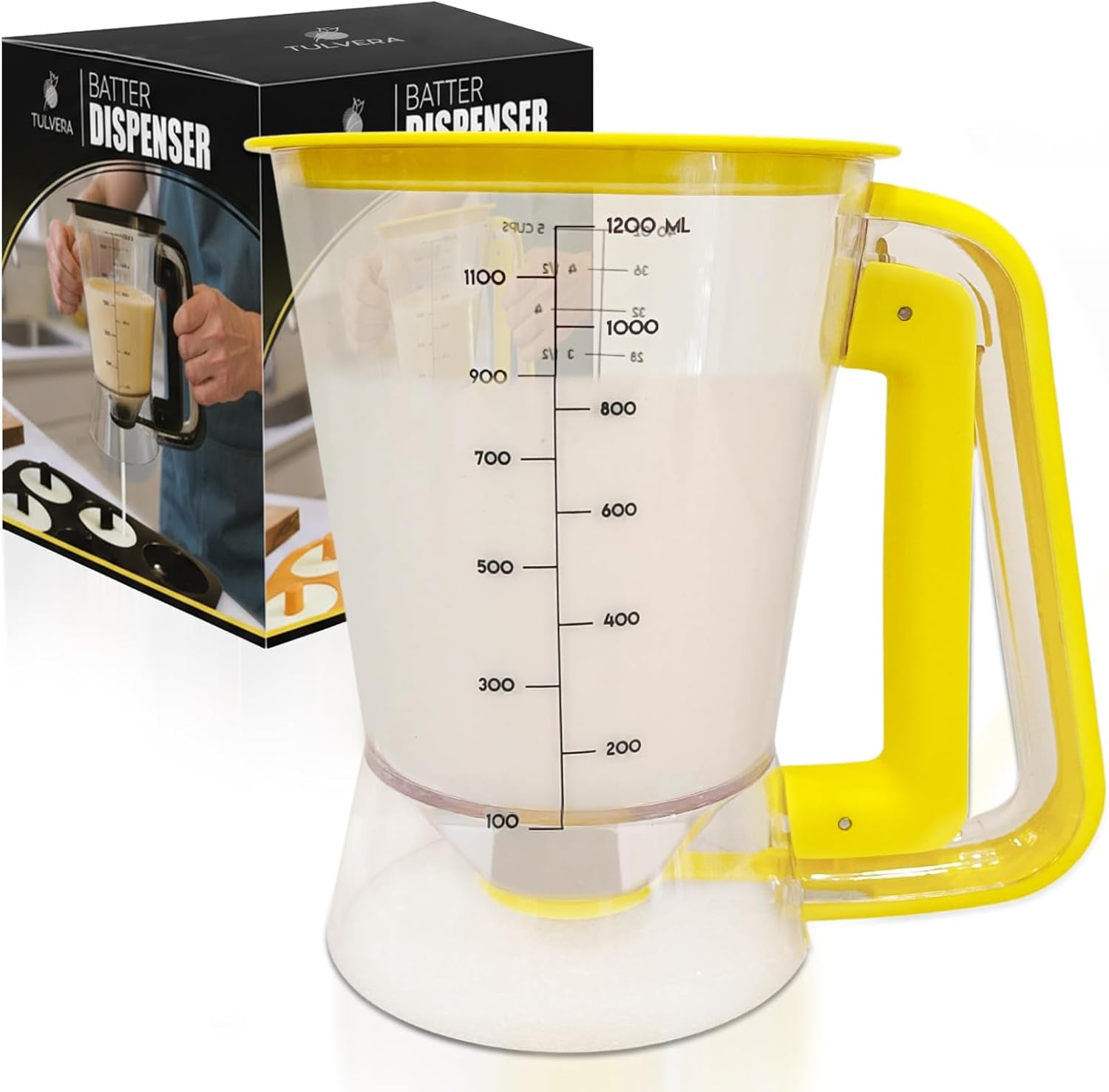 DISPENSADOR DE MASA PARA PANCAKES TULVERA CON MANGO EXPRIMIBLE 5 TAZAS - 1