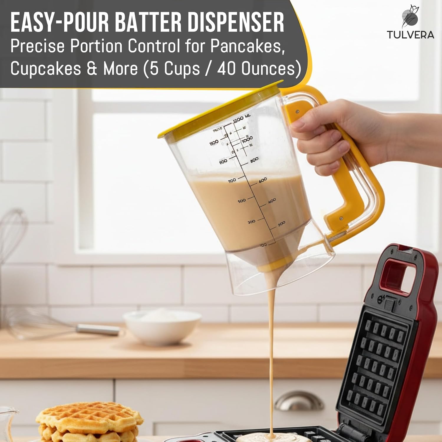 DISPENSADOR DE MASA PARA PANCAKES TULVERA CON MANGO EXPRIMIBLE 5 TAZAS - 2