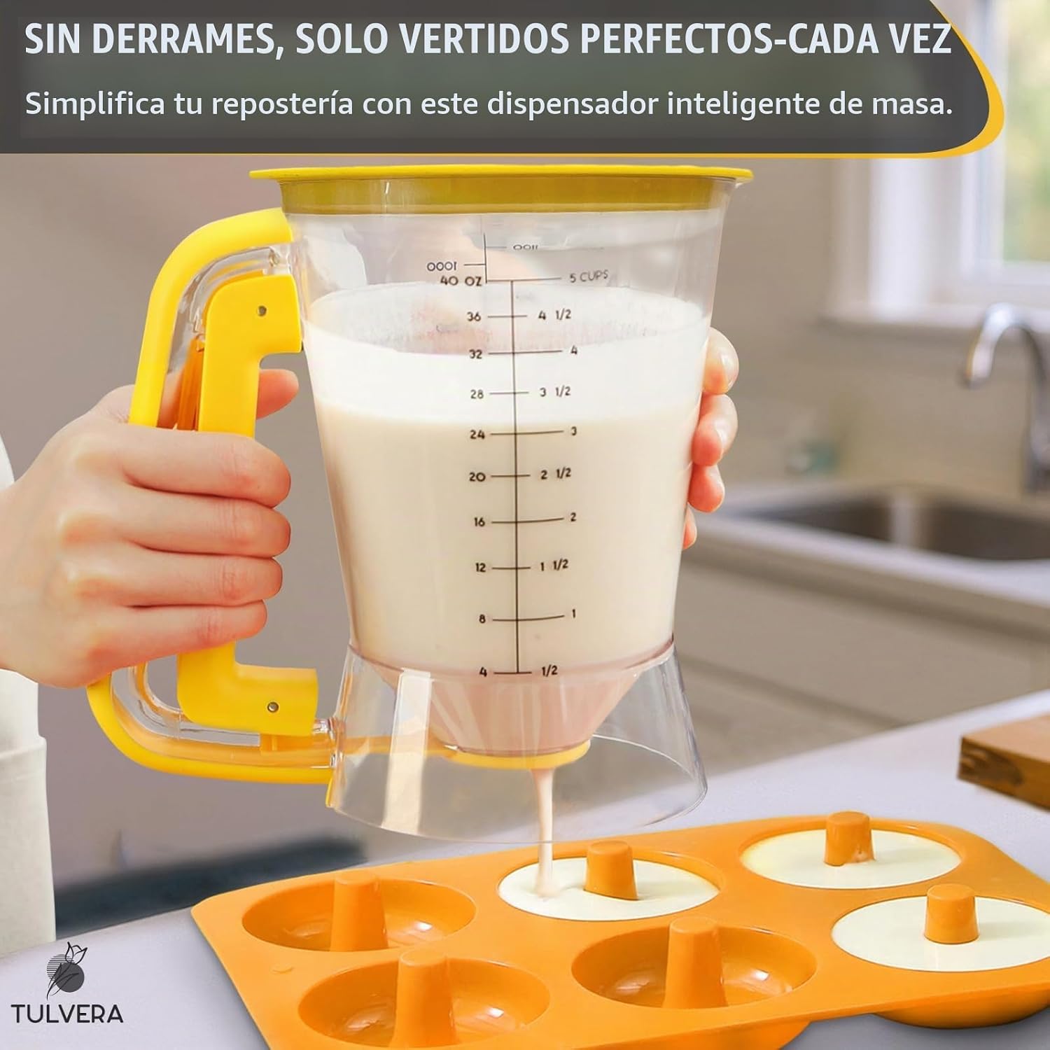 DISPENSADOR DE MASA PARA PANCAKES TULVERA CON MANGO EXPRIMIBLE 5 TAZAS - 3