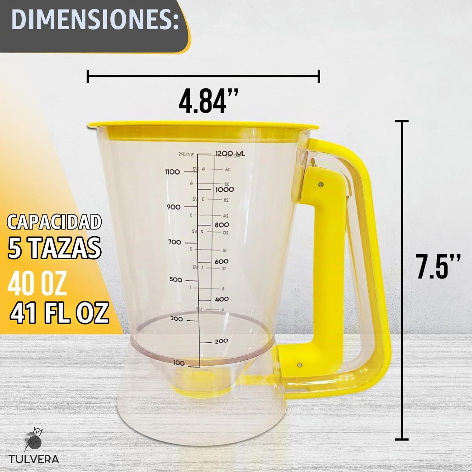 DISPENSADOR DE MASA PARA PANCAKES TULVERA CON MANGO EXPRIMIBLE 5 TAZAS - 4