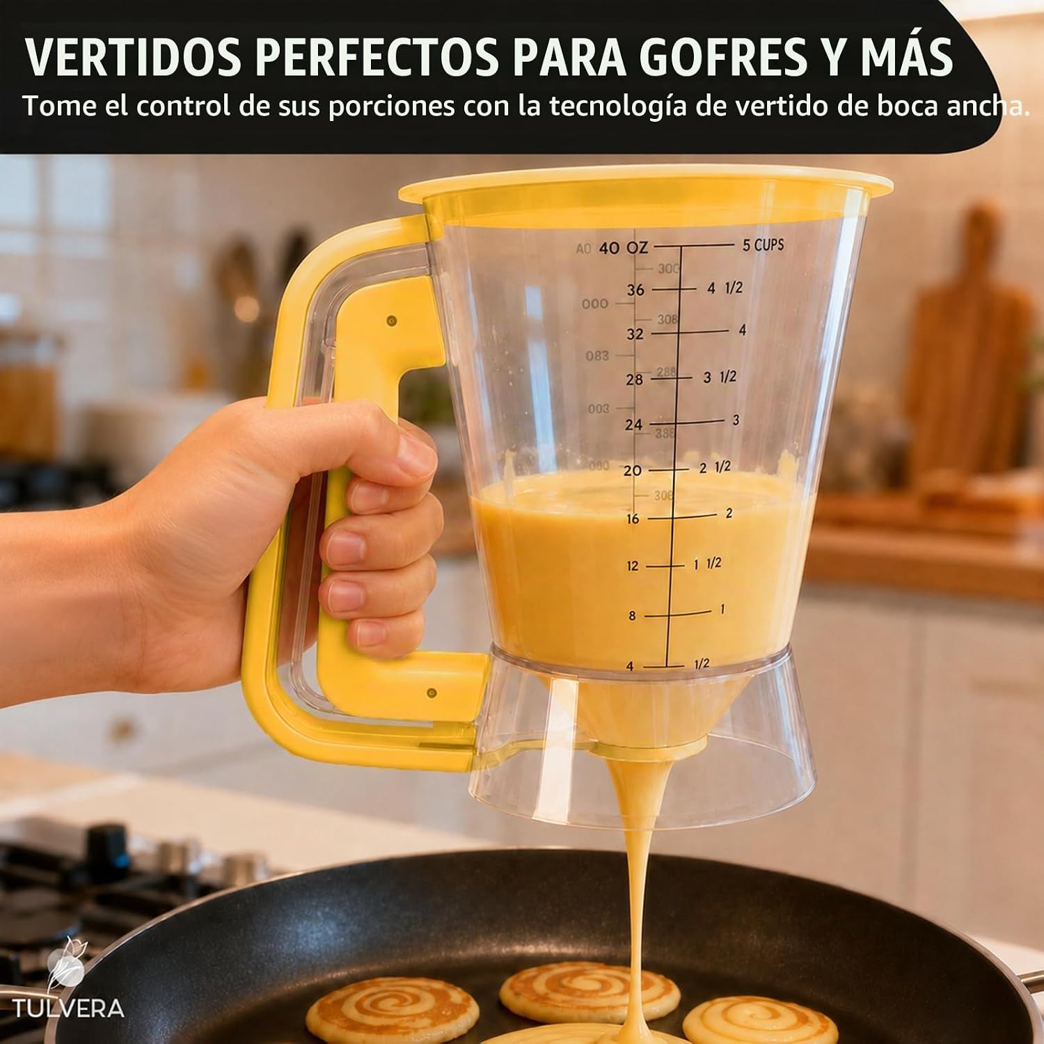 DISPENSADOR DE MASA PARA PANCAKES TULVERA CON MANGO EXPRIMIBLE 5 TAZAS - 5