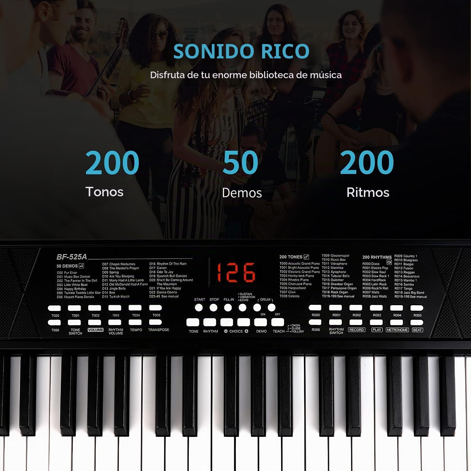 TECLADO PIANO 37 TECLAS PARA NIÑOS CON MICRÓFONO Y PANTALLA LED - 2