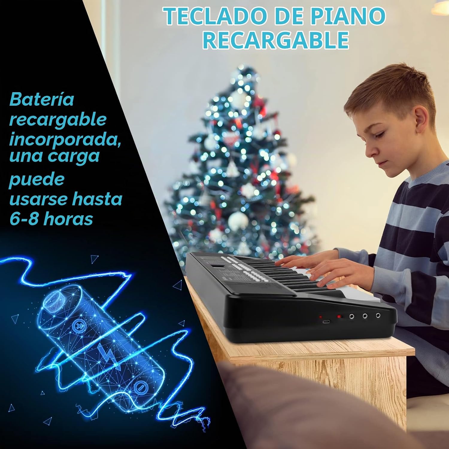 TECLADO PIANO 37 TECLAS PARA NIÑOS CON MICRÓFONO Y PANTALLA LED - 3
