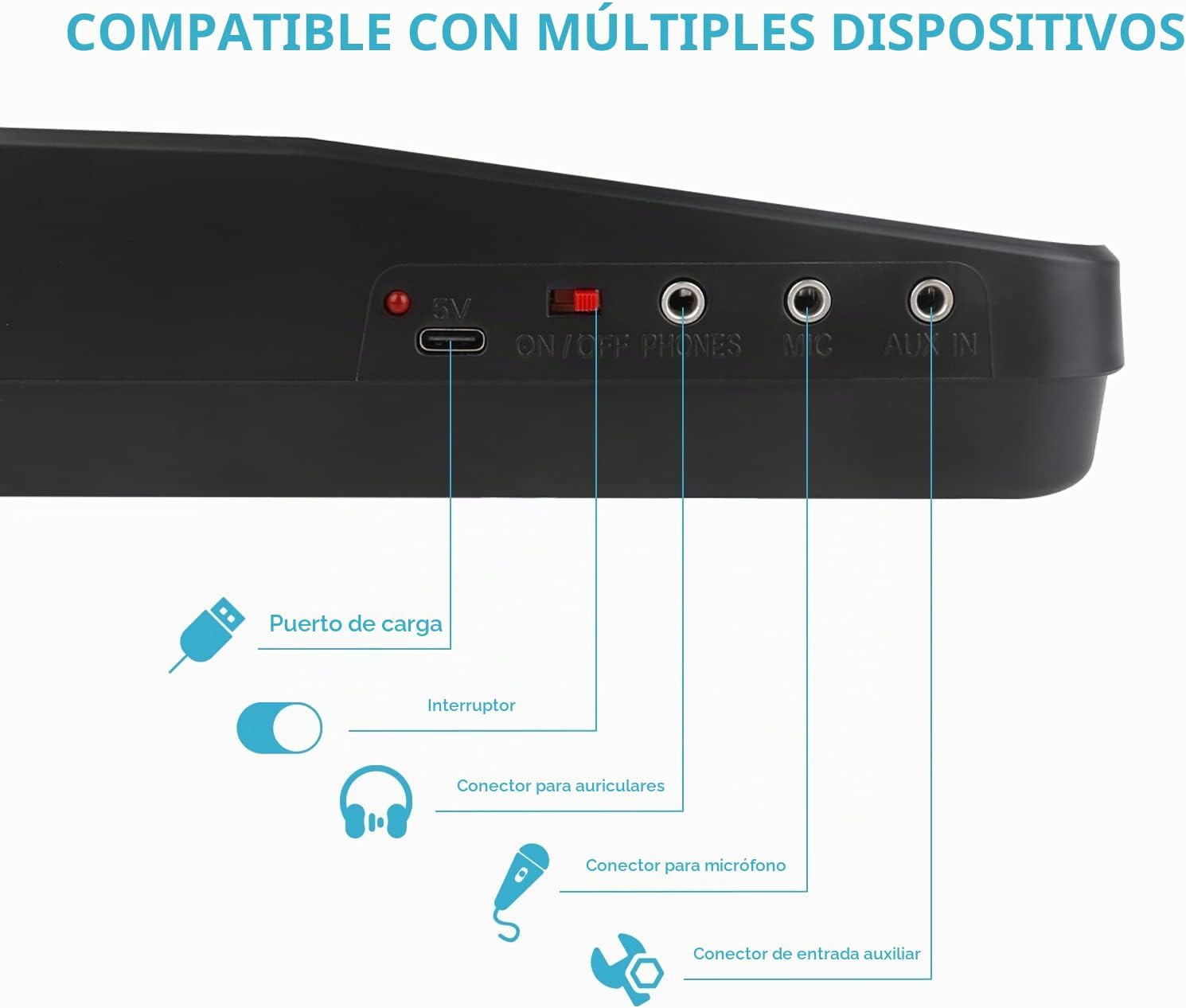 TECLADO PIANO 37 TECLAS PARA NIÑOS CON MICRÓFONO Y PANTALLA LED - 5
