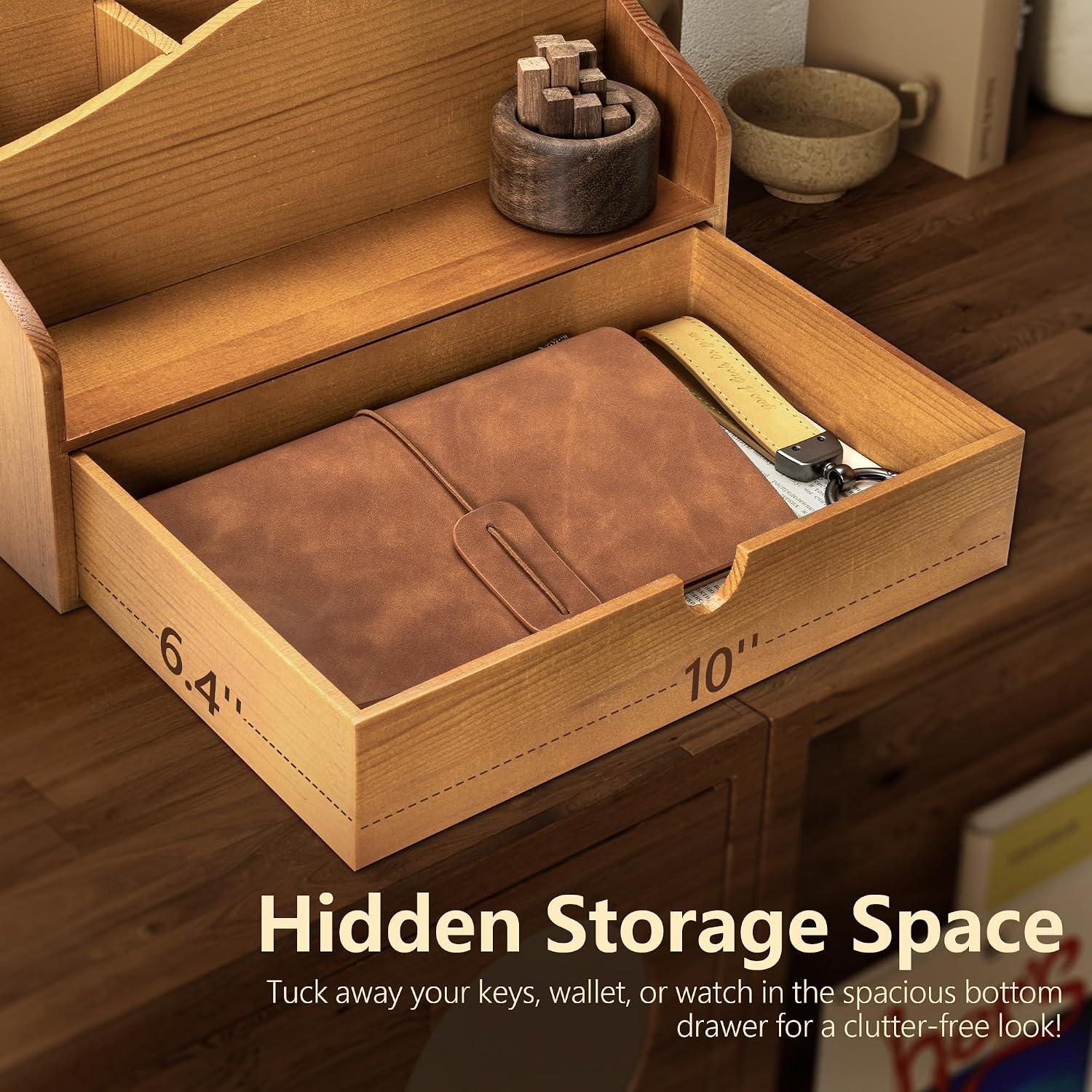 ORGANIZADOR DE ESCRITORIO REBEE VISION CON 4 DIVISORES AMARILLO - 5