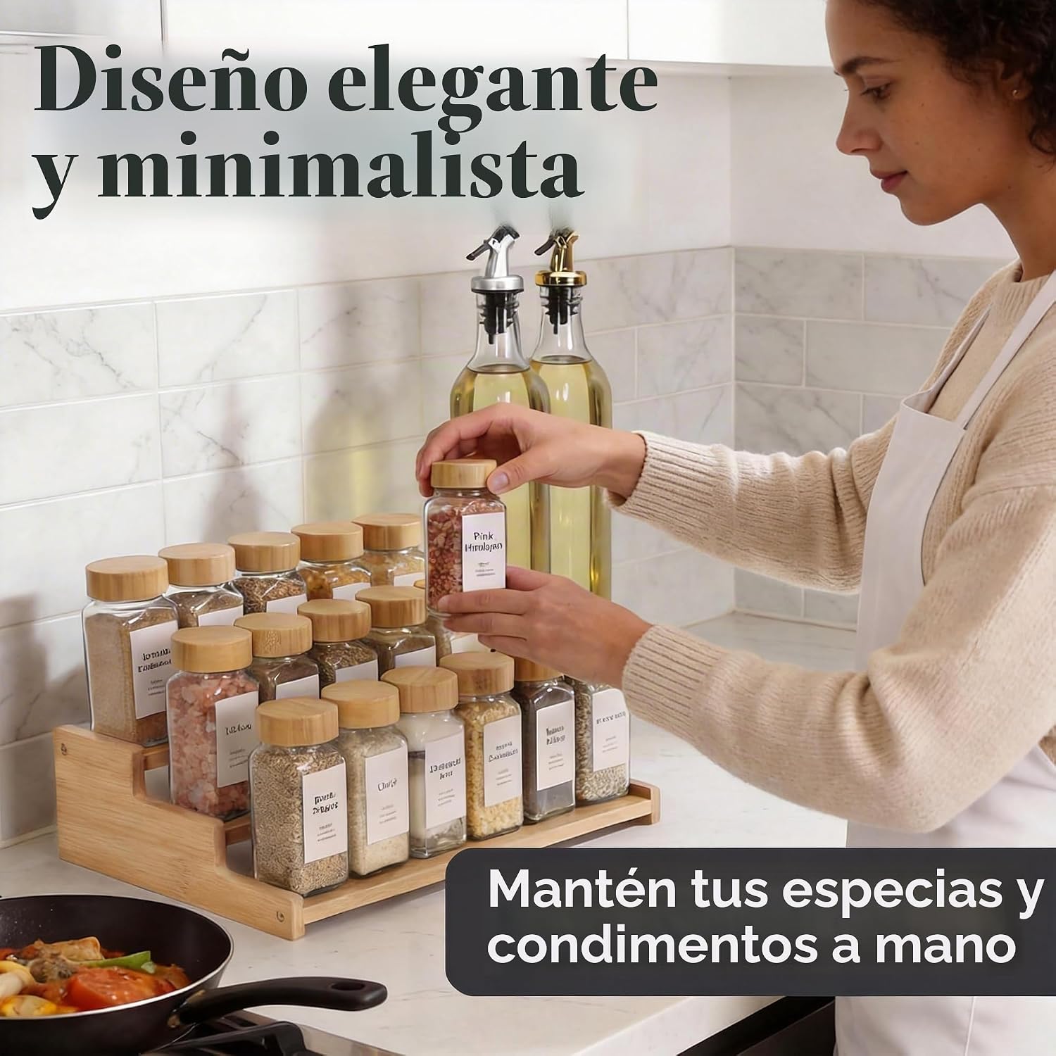 ORGANIZADOR DE ESPECIAS DE BAMBÚ 3 NIVELES PARA GABINETE - 4