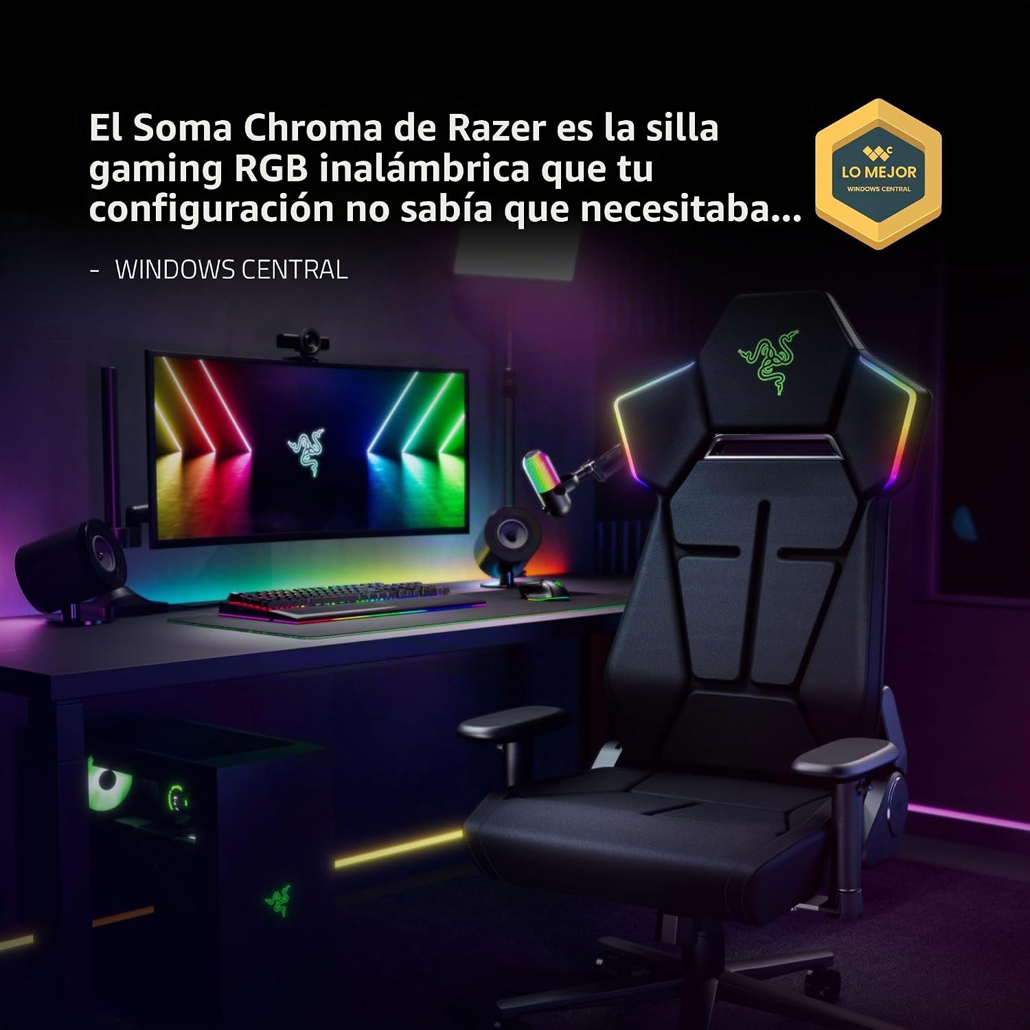 SILLA DE OFICINA RAZER SOMA CHROMA CON ILUMINACIÓN RGB REACTIVA - 3