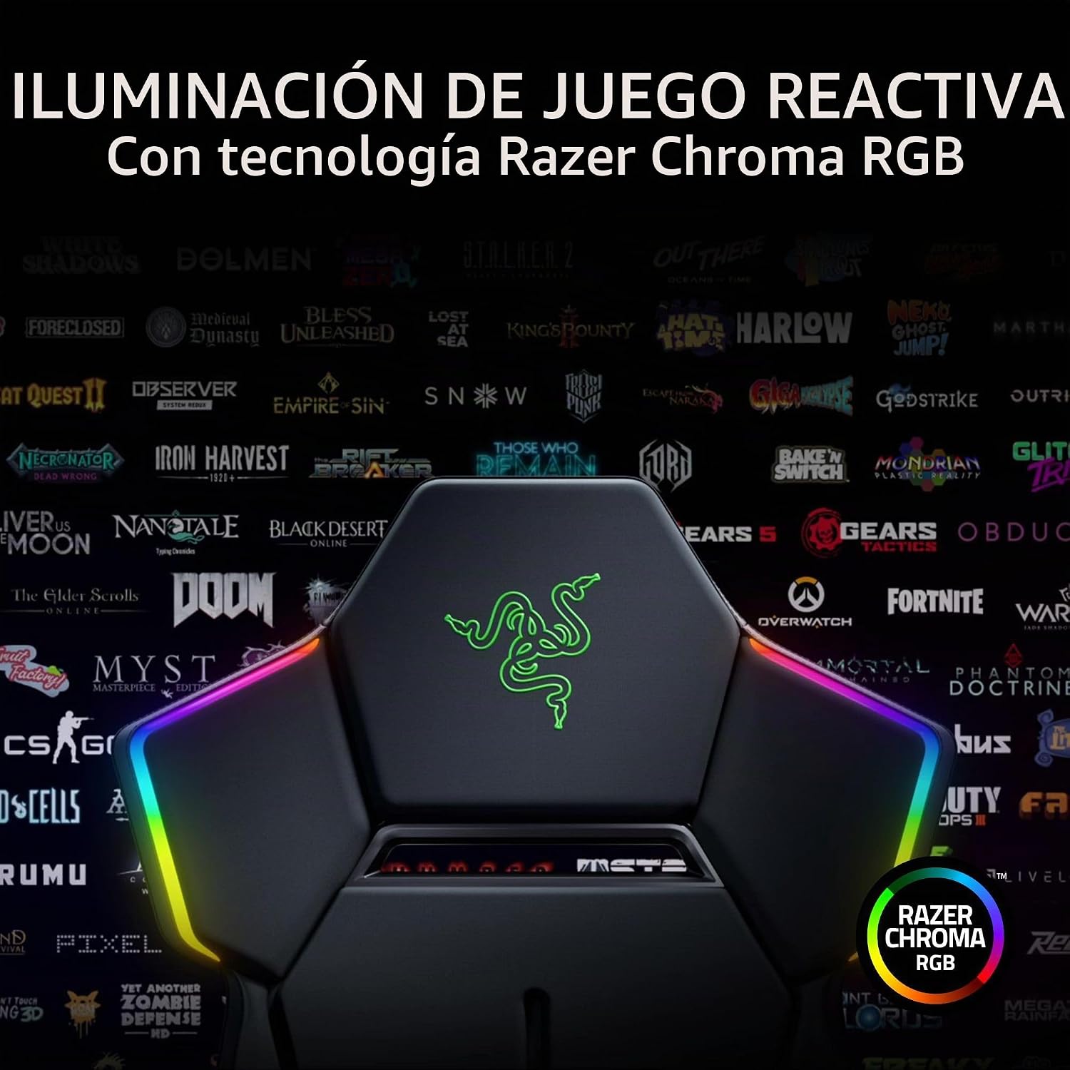 SILLA DE OFICINA RAZER SOMA CHROMA CON ILUMINACIÓN RGB REACTIVA - 4