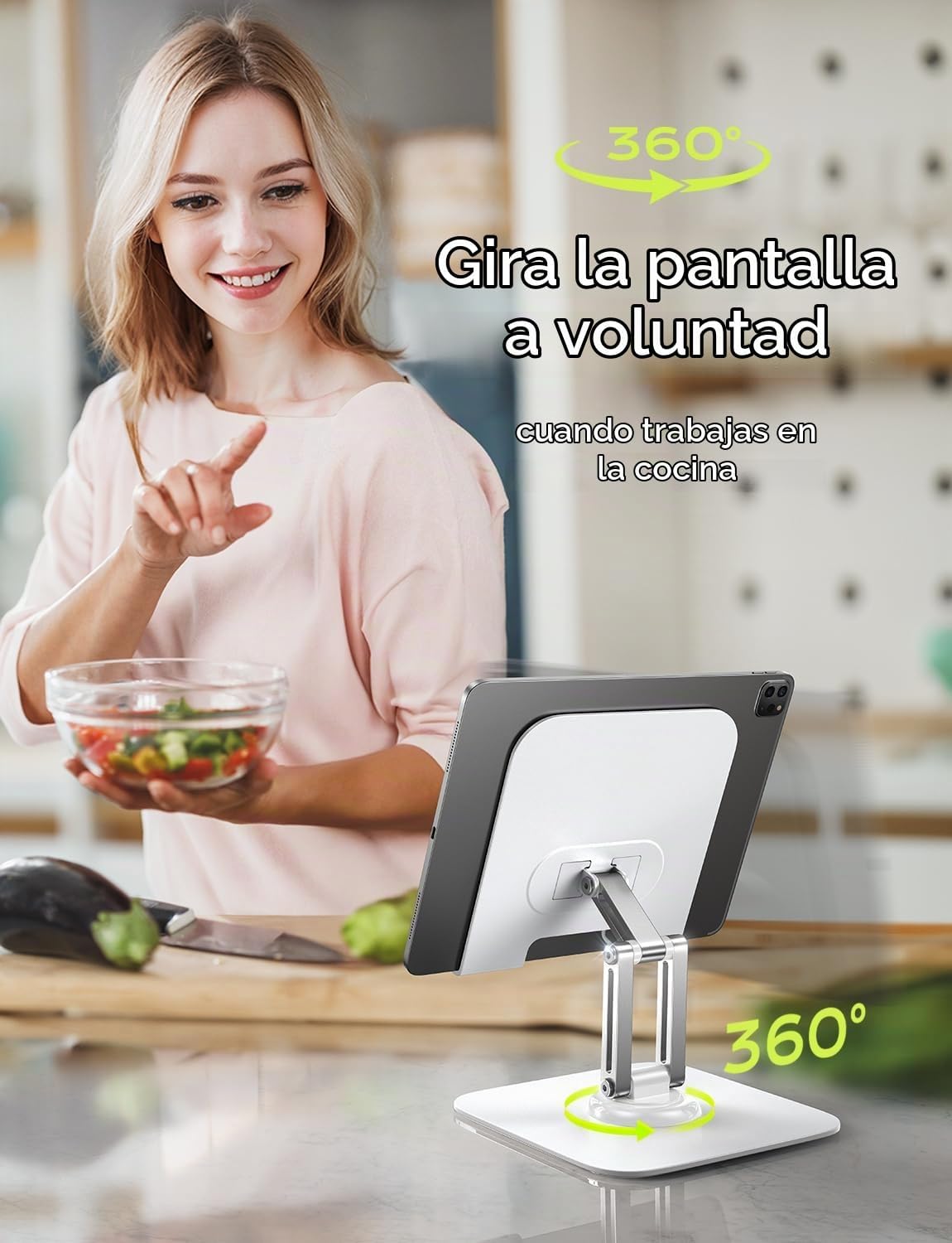SOPORTE PARA IPAD LISEN AJUSTABLE DE ESCRITORIO BLANCO - 3