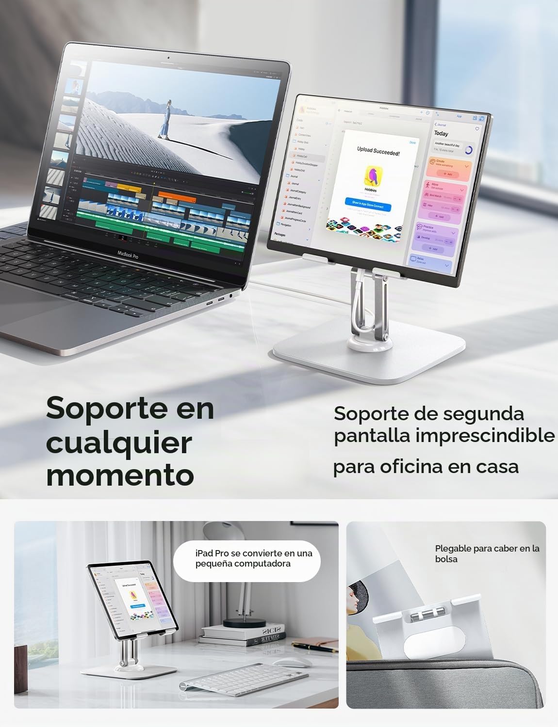 SOPORTE PARA IPAD LISEN AJUSTABLE DE ESCRITORIO BLANCO - 5