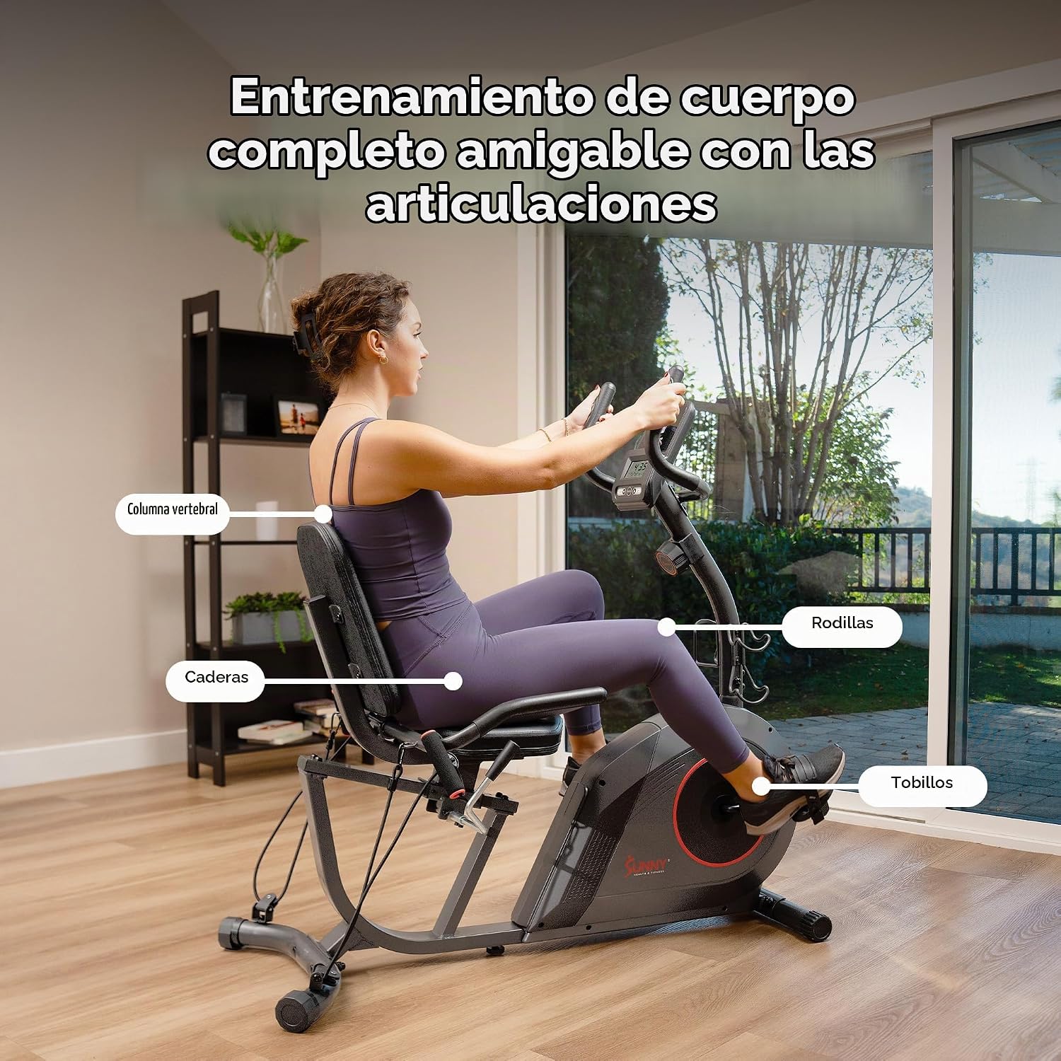 BICICLETA ESTÁTICA RECUMBENTE SUNNY HEALTH Y FITNESS SMART CON ASIENTO ANCHO ACOLCHADO - 2