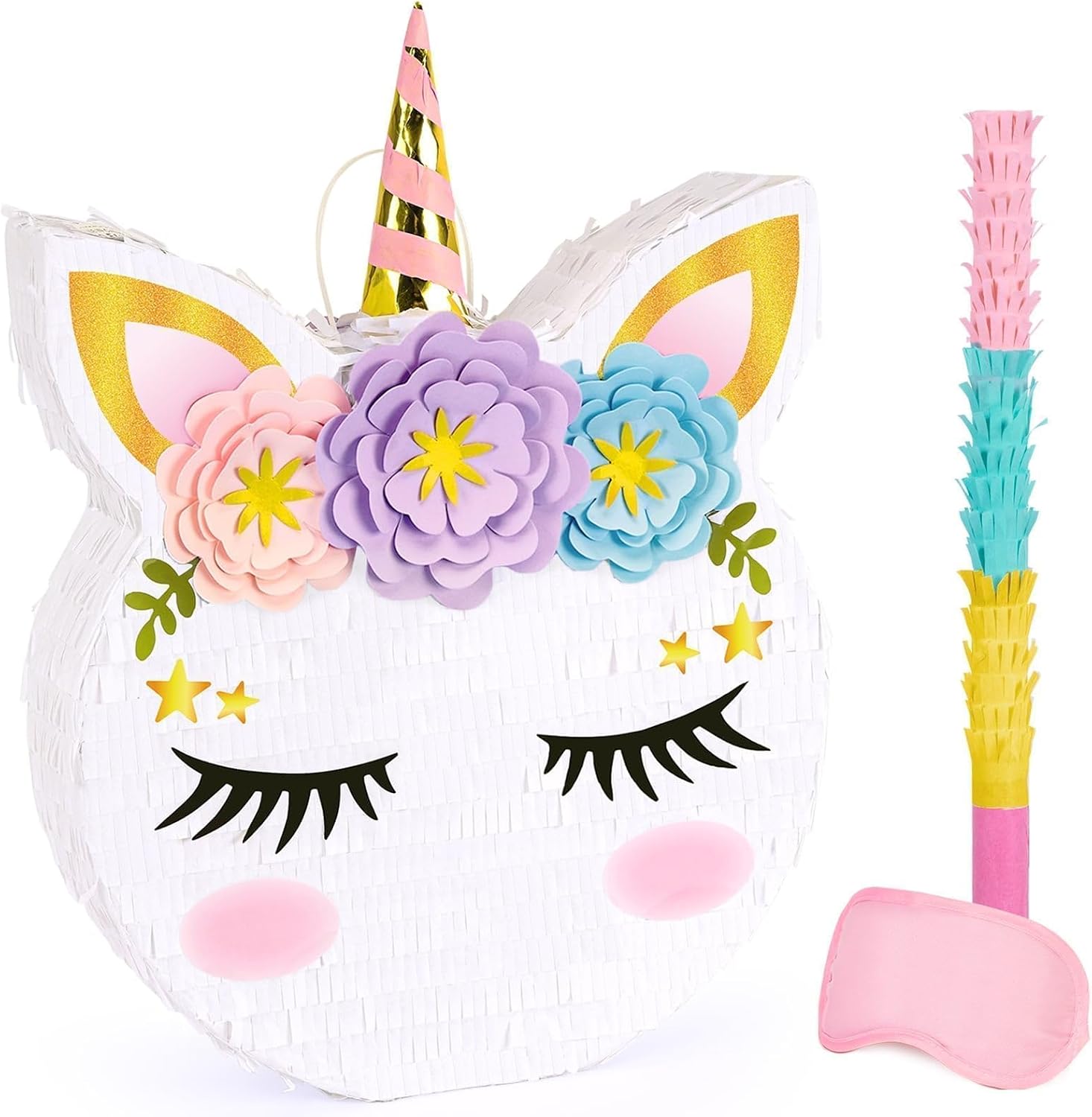 PIÑATA UNICORNIO WERNNSAI CON PALO Y ANTIFAZ - 1