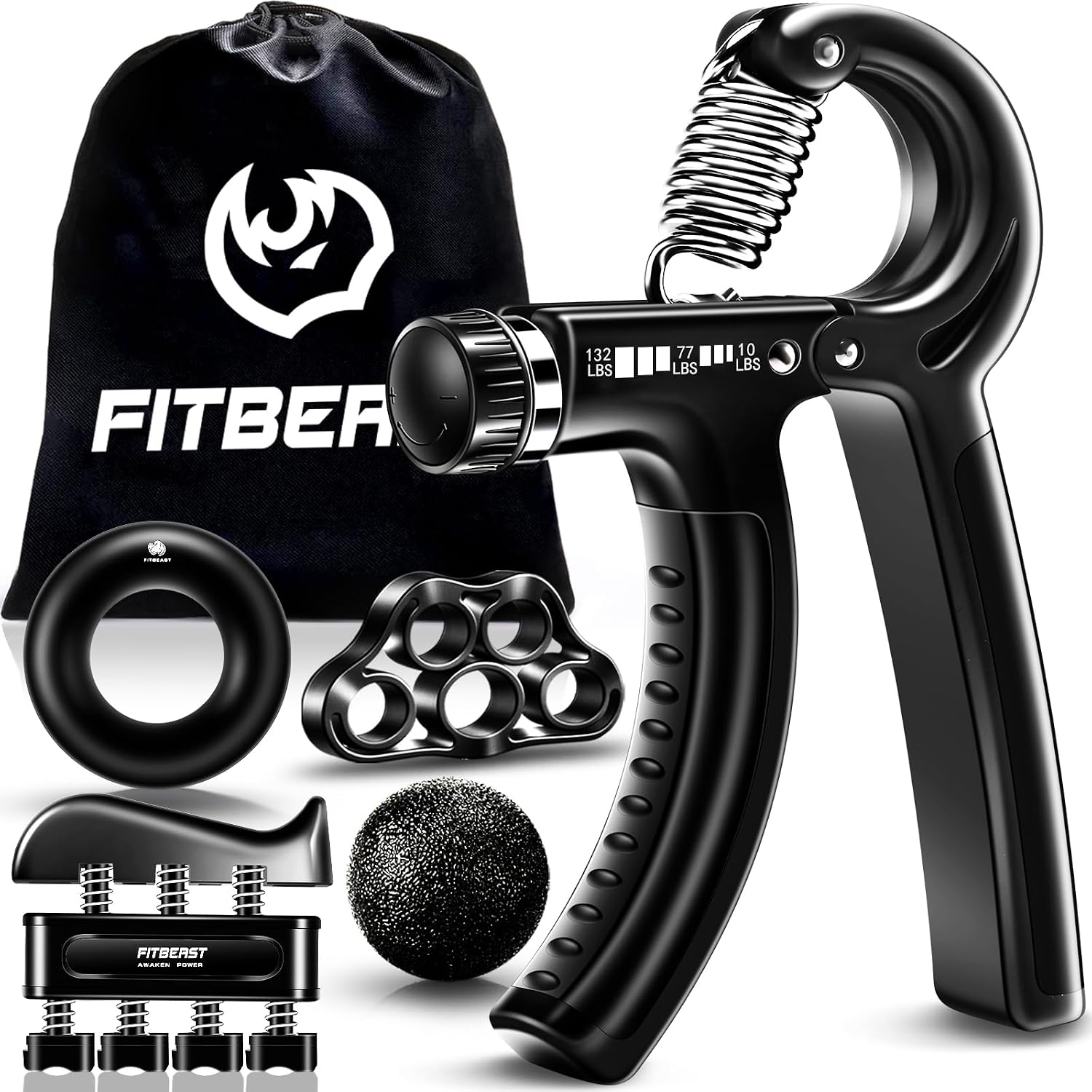 KIT DE FORTALECEDORES DE AGARRE FITBEAST 5 PIEZAS CON RESISTENCIA AJUSTABLE - 1