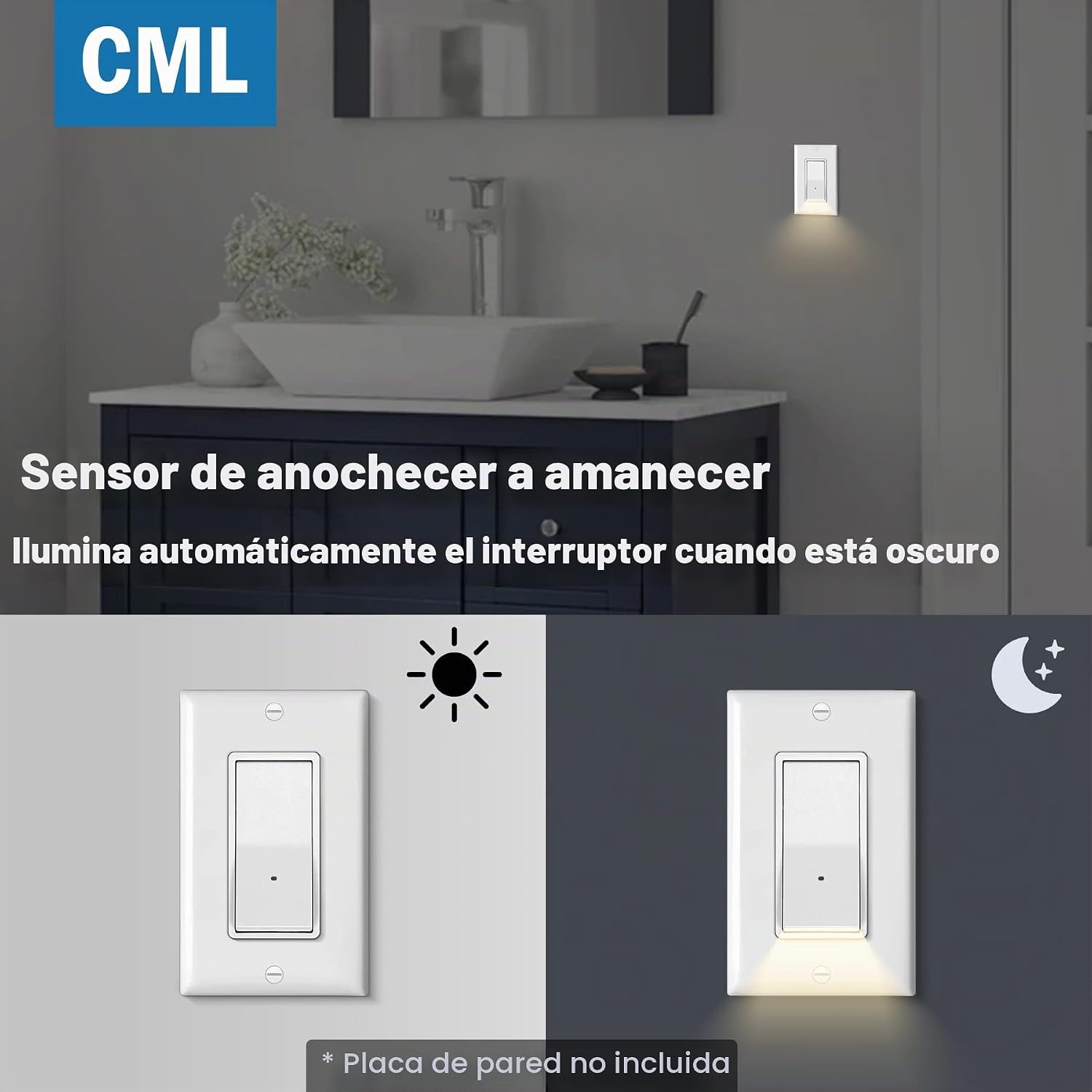 INTERRUPTOR DE LUZ CON SENSOR CREPUSCULAR CML HARDWARE PAQUETE DE 10 UNIDADES - 2