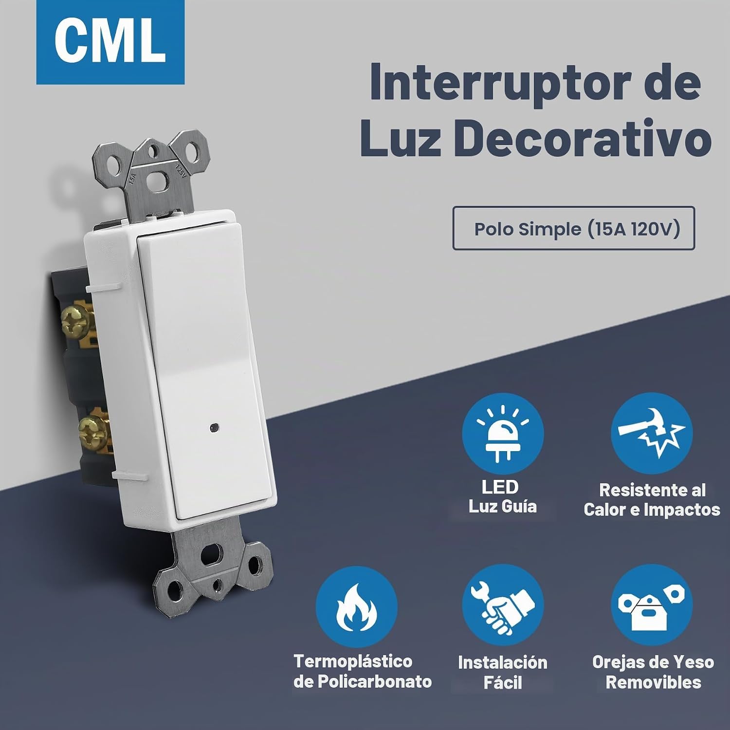 INTERRUPTOR DE LUZ CON SENSOR CREPUSCULAR CML HARDWARE PAQUETE DE 10 UNIDADES - 4