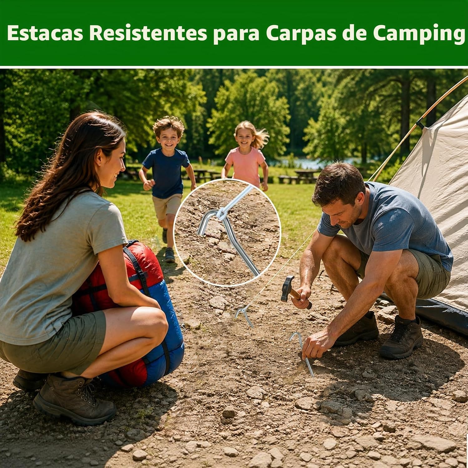 ESTACAS DE CAMPING METAL GALVANIZADO 9 PULGADAS 25 PIEZAS CON EXTRACTOR - 3