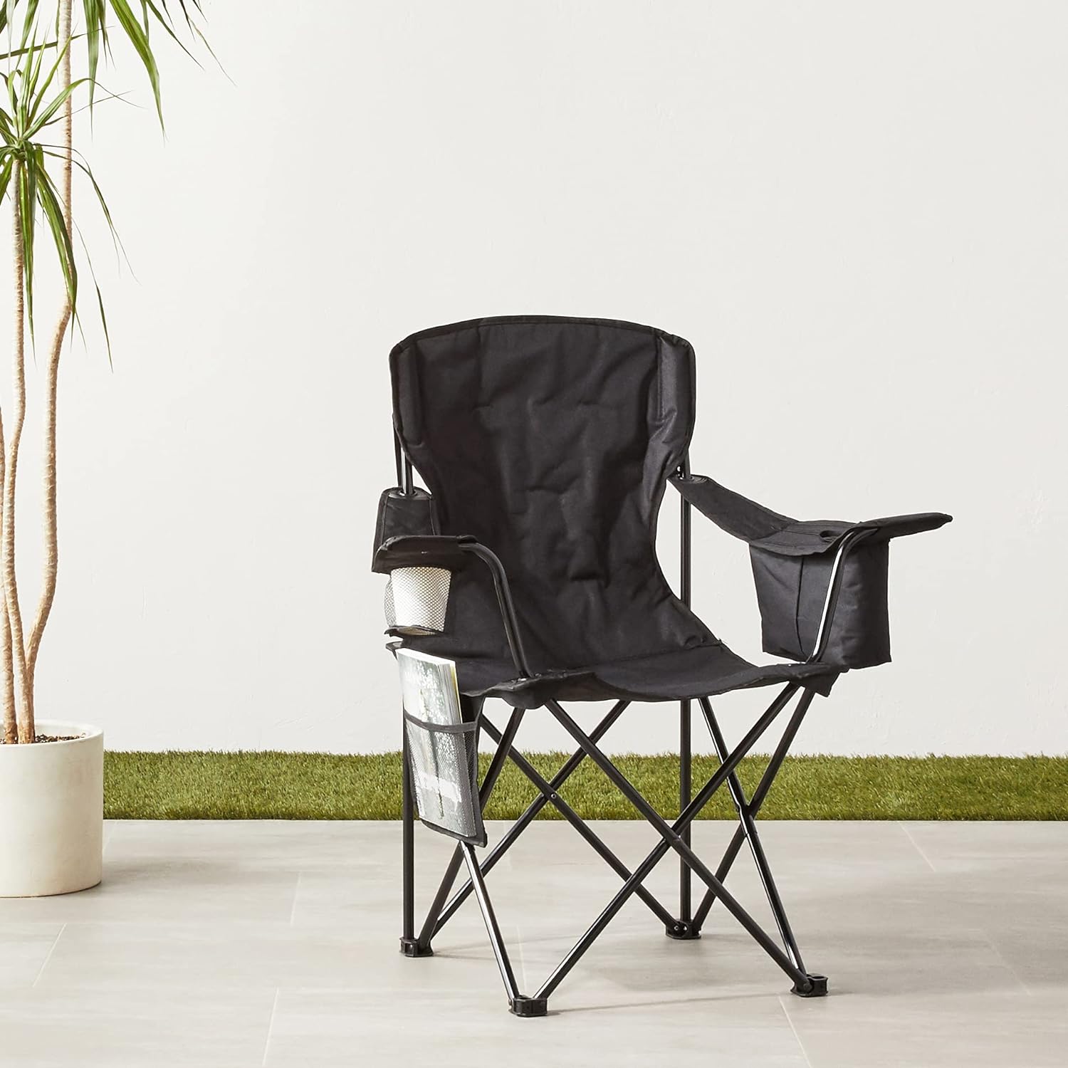 SILLA DE CAMPING AMAZON BASICS PLEGABLE EXTRA GRANDE NARANJA Y GRIS - 2