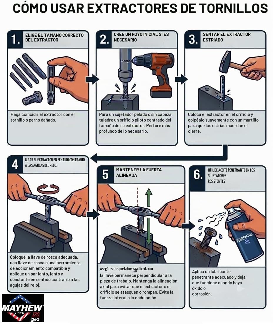 JUEGO EXTRACTOR DE TORNILLOS MAYHEW PRO 37331 4 PIEZAS - 4