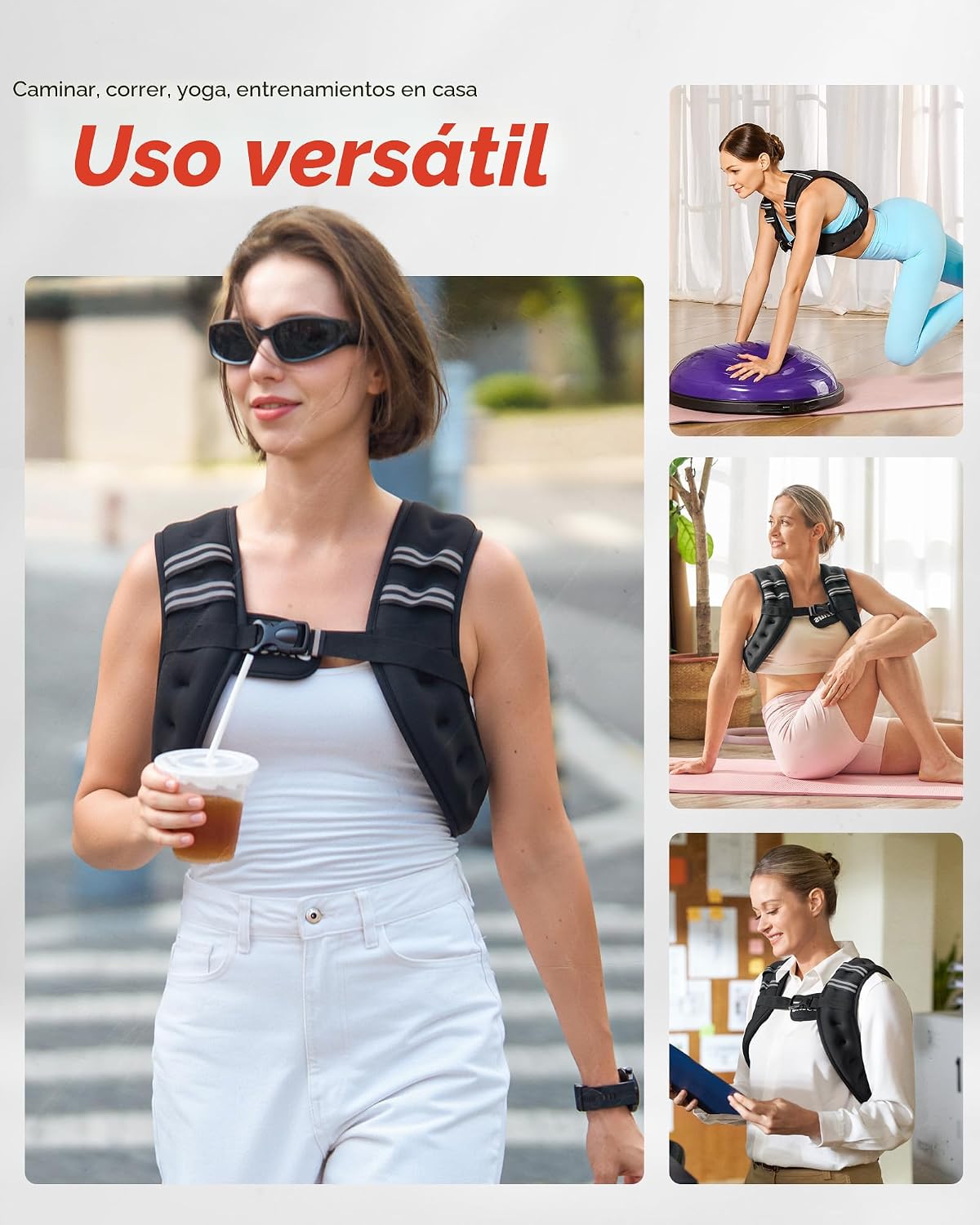 CHALECO CON PESO ZELUS AJUSTABLE 6 A 30 LIBRAS CON FRANJAS REFLECTANTES - 5