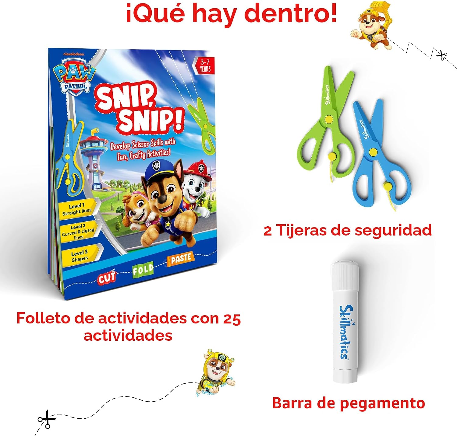 KIT DE MANUALIDADES SKILLMATICS SNIP SNIP PAW PATROL CON TIJERAS Y ACTIVIDADES DE CORTE - 2