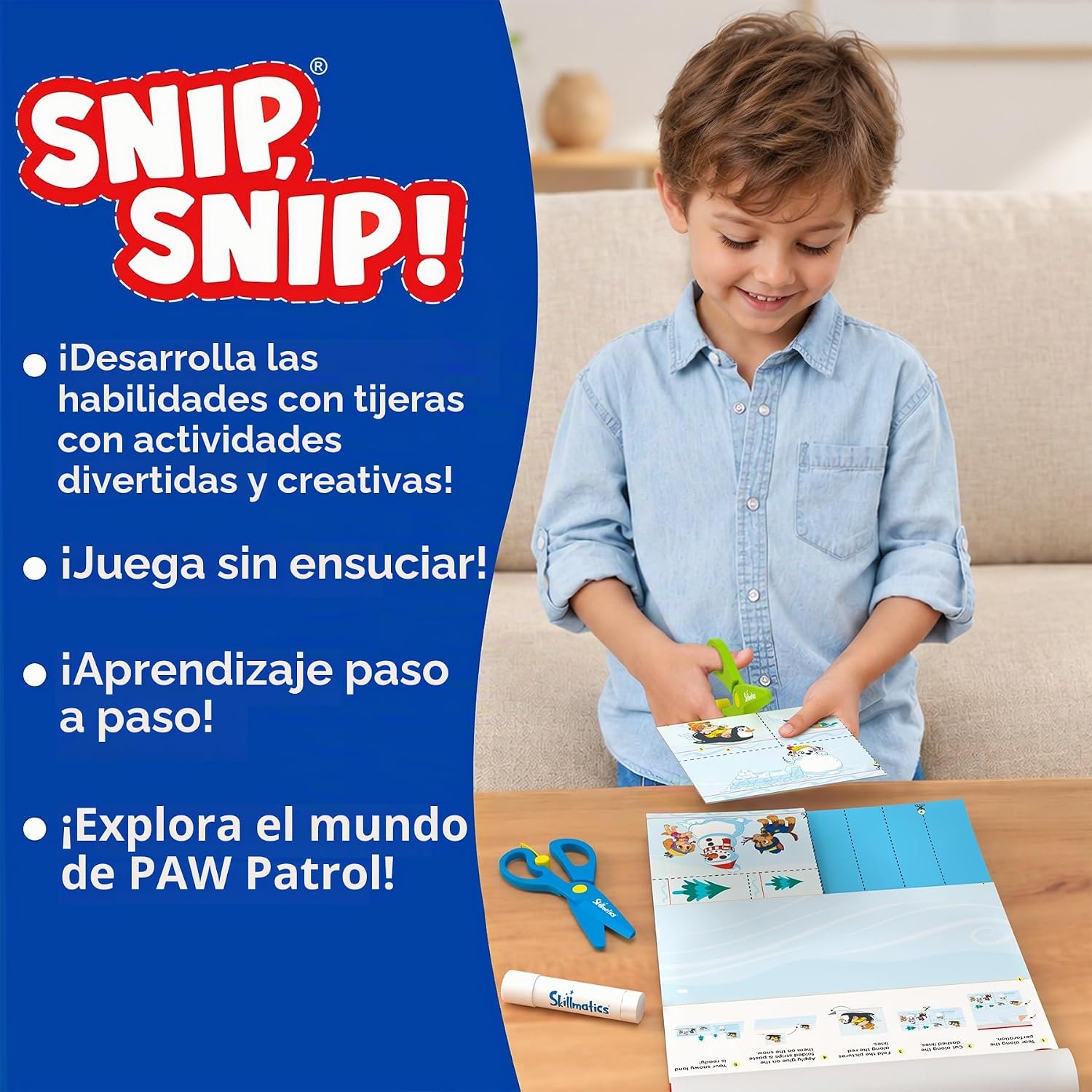KIT DE MANUALIDADES SKILLMATICS SNIP SNIP PAW PATROL CON TIJERAS Y ACTIVIDADES DE CORTE - 3
