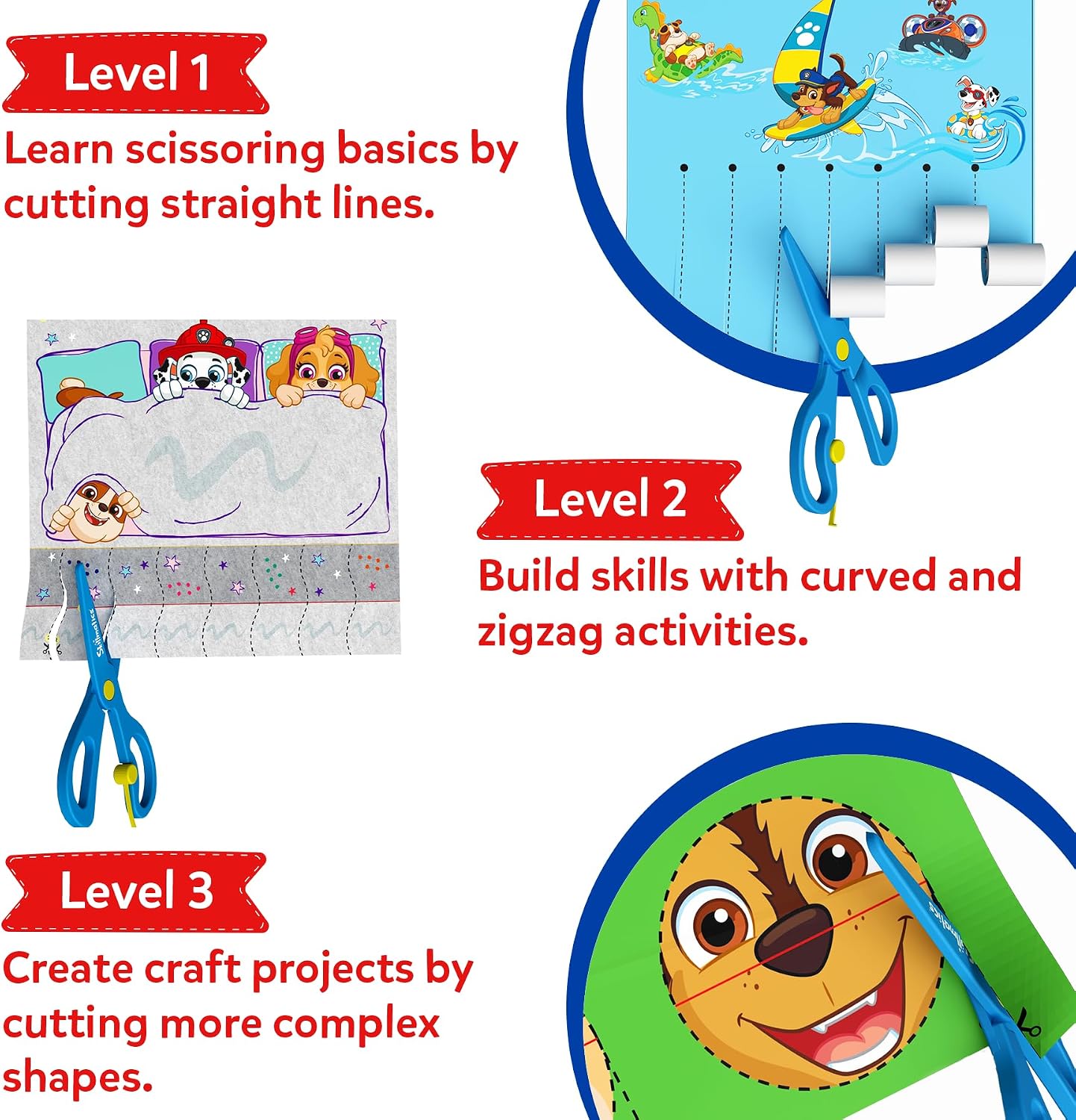 KIT DE MANUALIDADES SKILLMATICS SNIP SNIP PAW PATROL CON TIJERAS Y ACTIVIDADES DE CORTE - 4