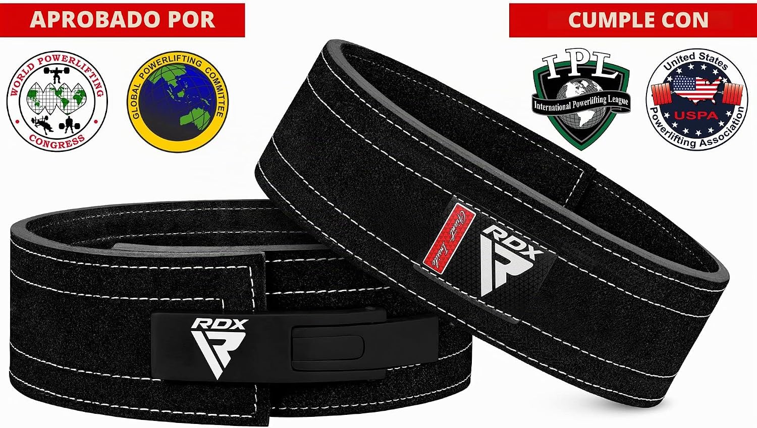 CORREA PARA LEVANTAMIENTO RDX POWERLIFTING CUERO 10MM ANCHO 4 PULGADAS CIERRE DE PALANCA - 3