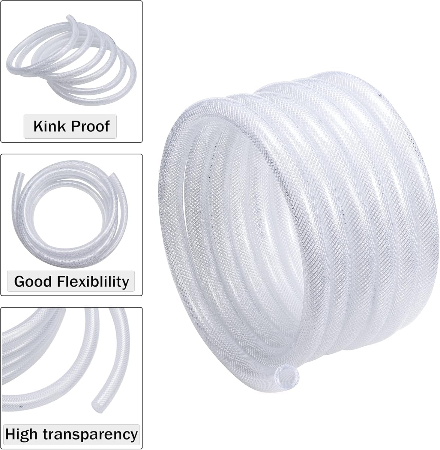 TUBO PVC REFORZADO DAVCO 5/16' ID X 50 PIES TRANSPARENTE CON ABRAZADERA - 3