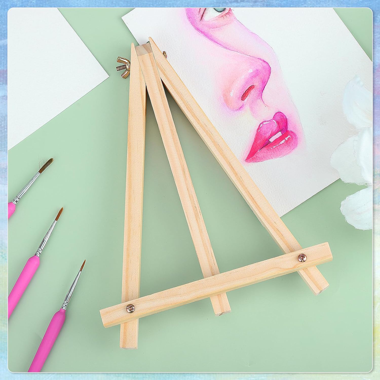 SET DE 16 CABALLETES DE MADERA PLEGABLES 23 CM PARA PINTURA - 3