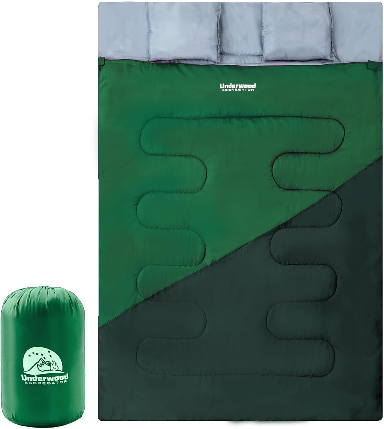 SACO DE DORMIR DOBLE PARA ADULTOS Y NIÑOS UNDERWOOD AGGREGATOR 86.6 X 59 PULGADAS - 1