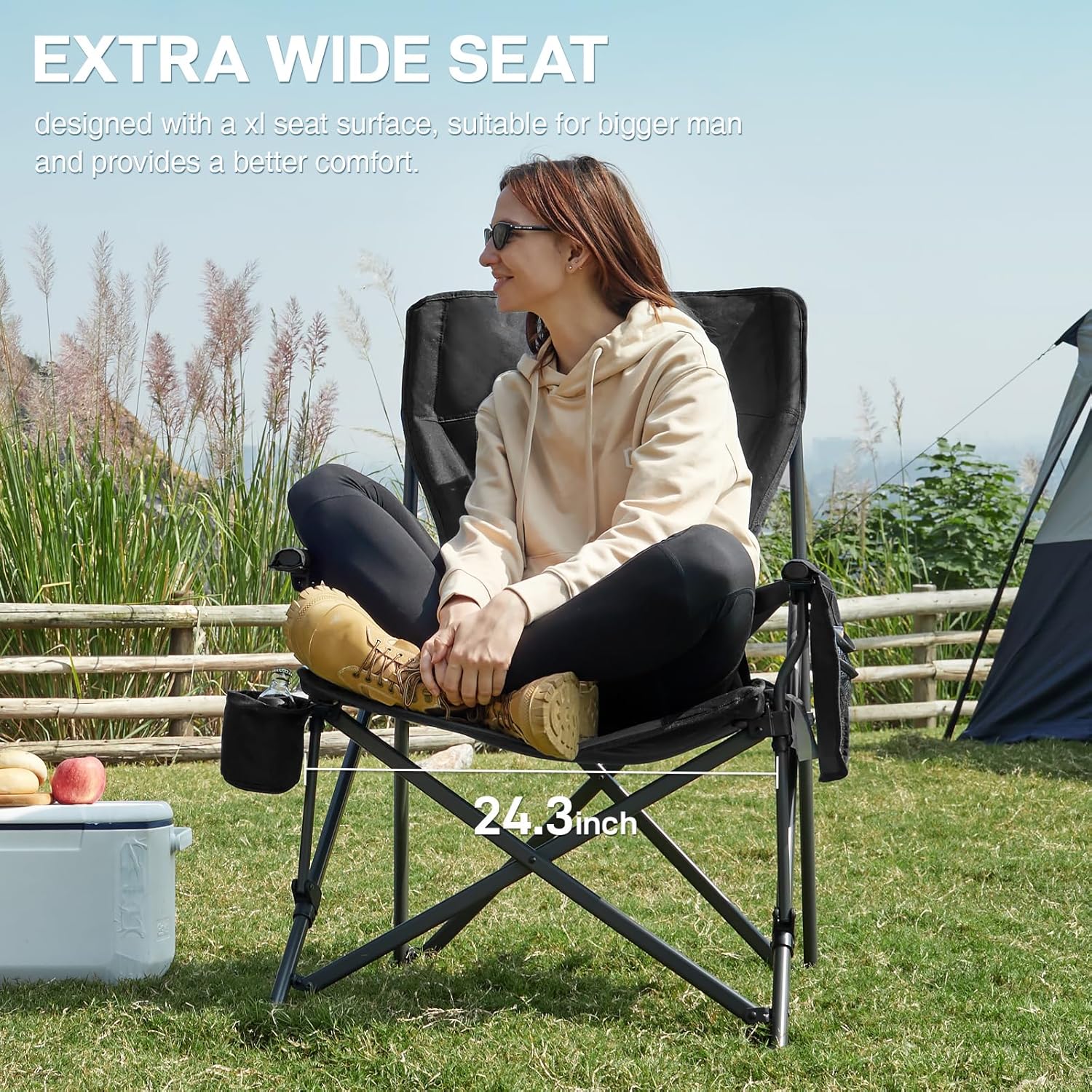 SILLA DE CAMPING EVER ADVANCED PLEGABLE CON SOPORTE LUMBAR AJUSTABLE, CAPACIDAD 500 LBS - 5