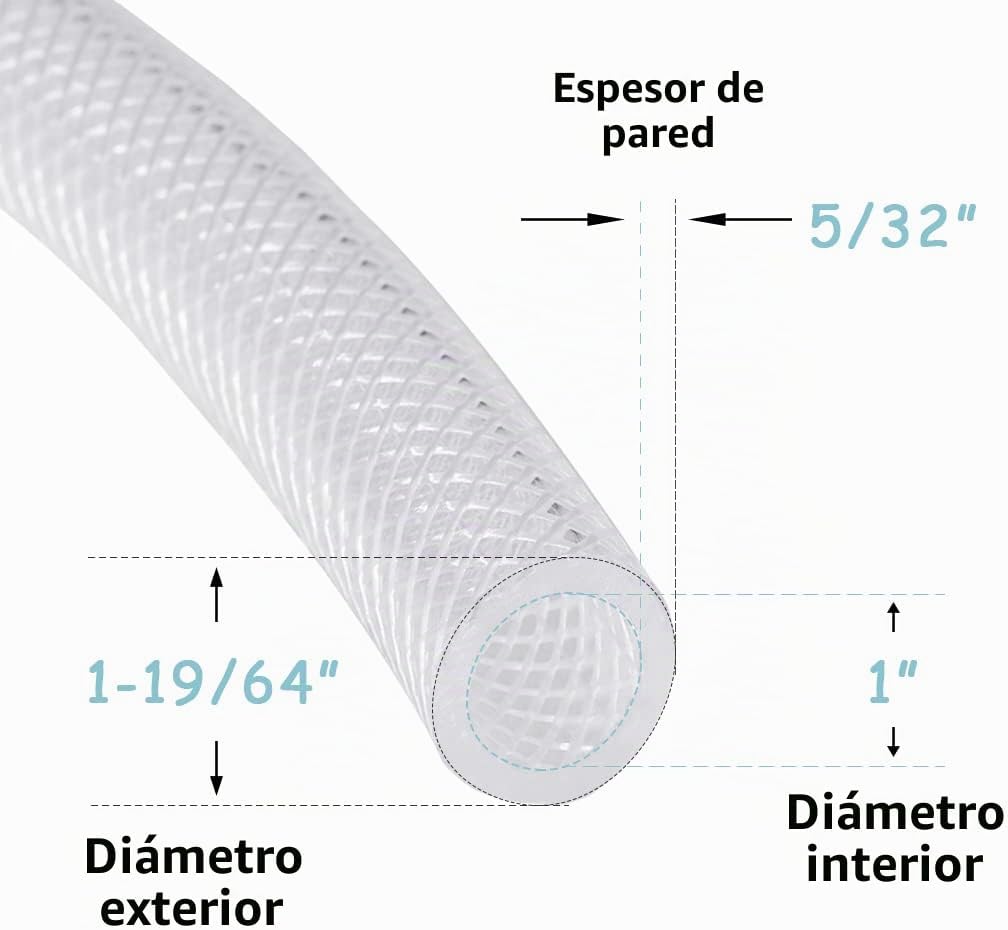 TUBO DE VINILO TRENZADO DAVCO 1' X 10 PIES TRANSPARENTE CON ABRAZADERAS - 3