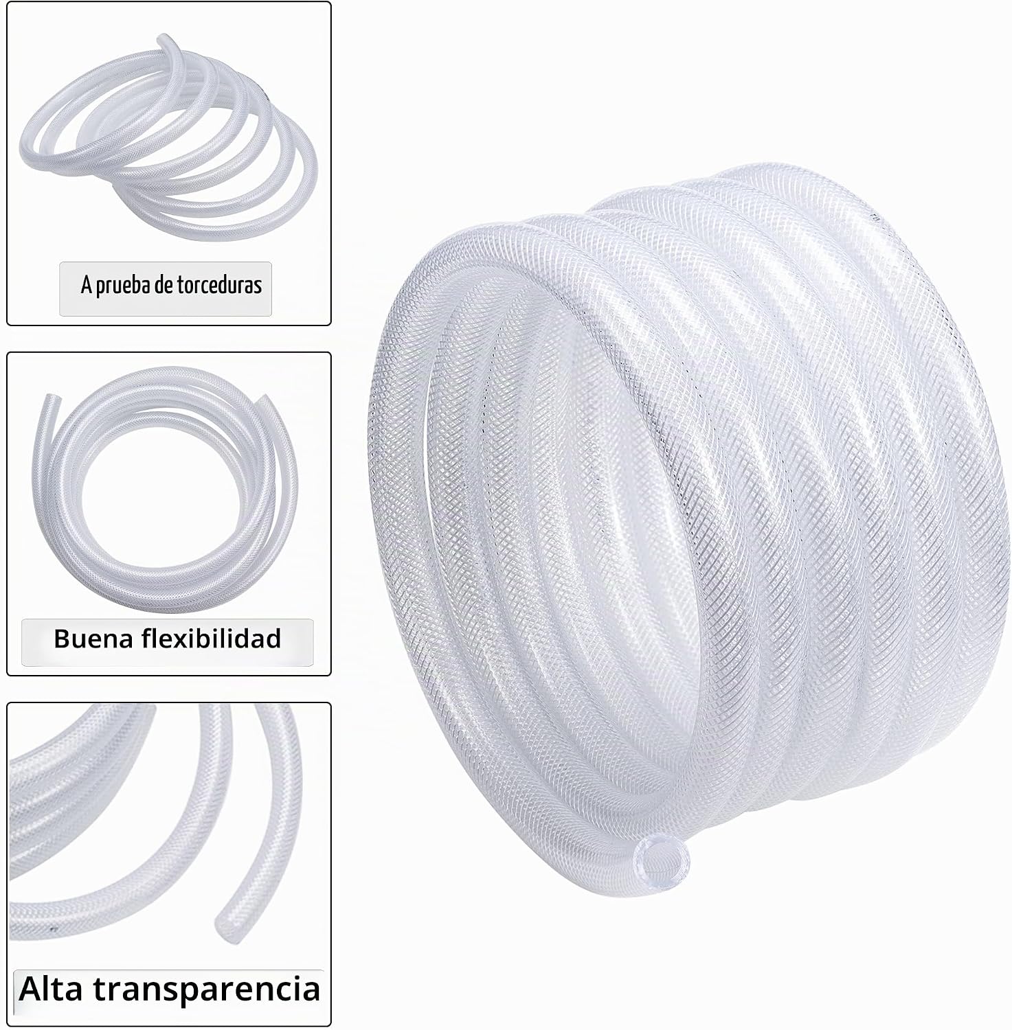TUBO DE VINILO TRENZADO DAVCO 1' X 10 PIES TRANSPARENTE CON ABRAZADERAS - 5